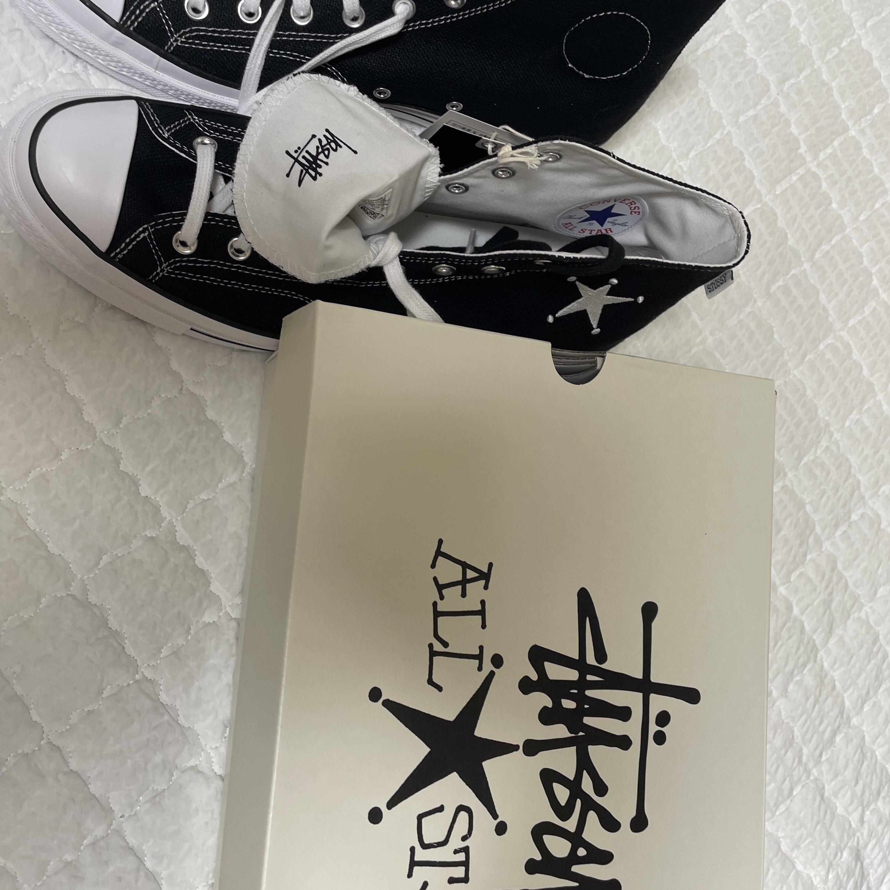 Converse x Stussy Chuck 70 High Black 착용 스타일