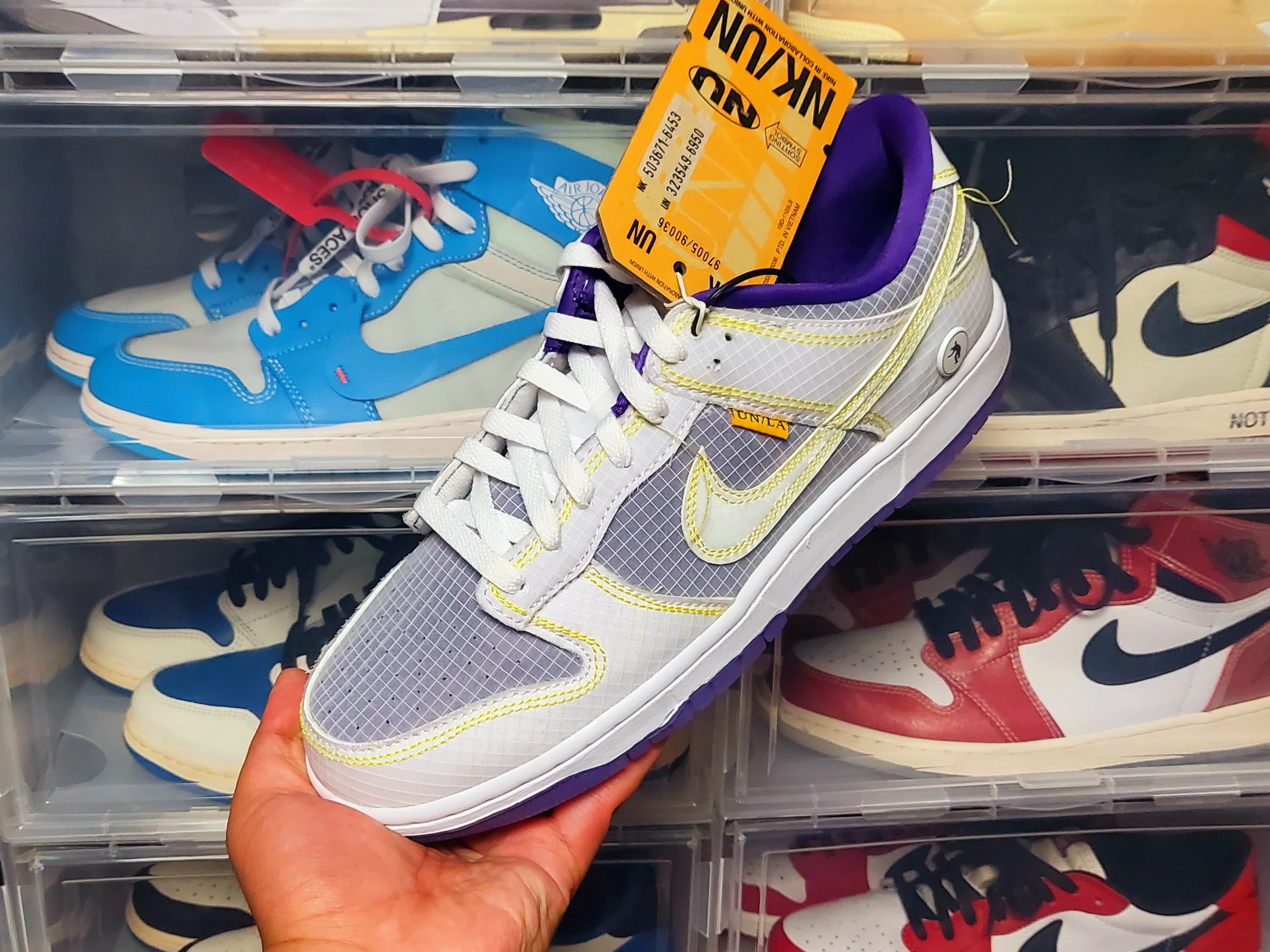 Nike x Union Dunk Low Passport Pack Court Purple White 착용 스타일 - 1