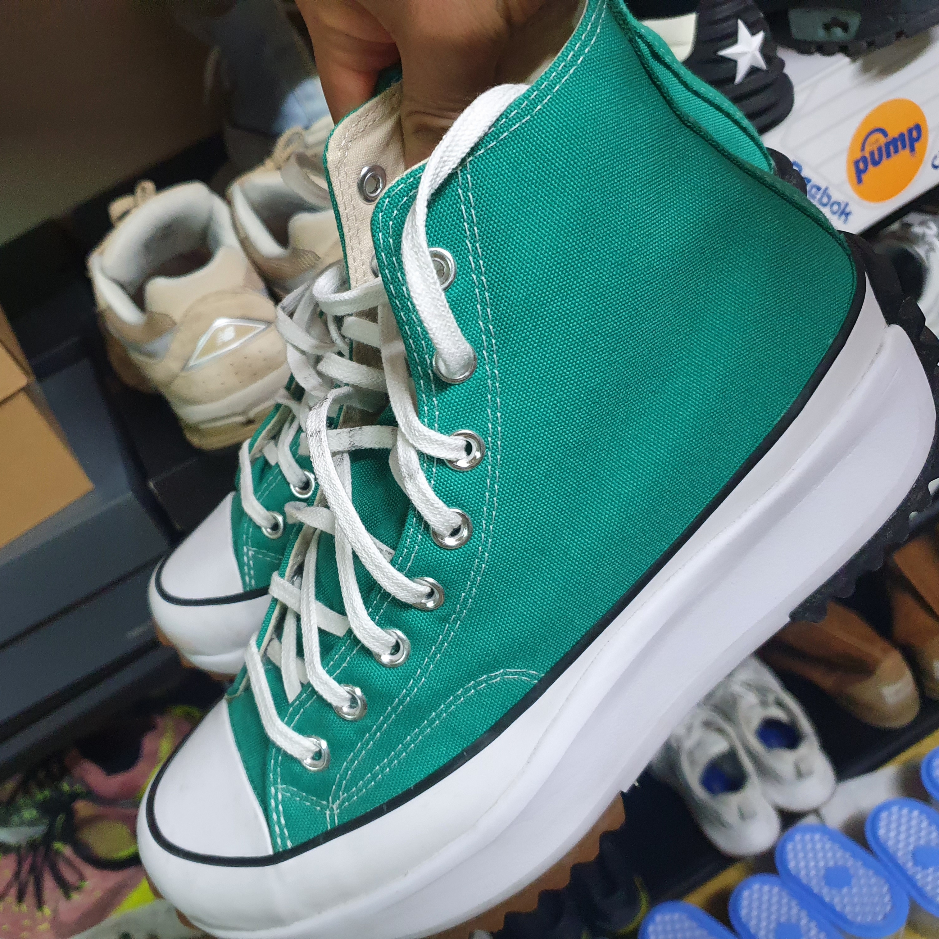 Converse Run Star Hike Hi Court Green 착용 스타일 - 1