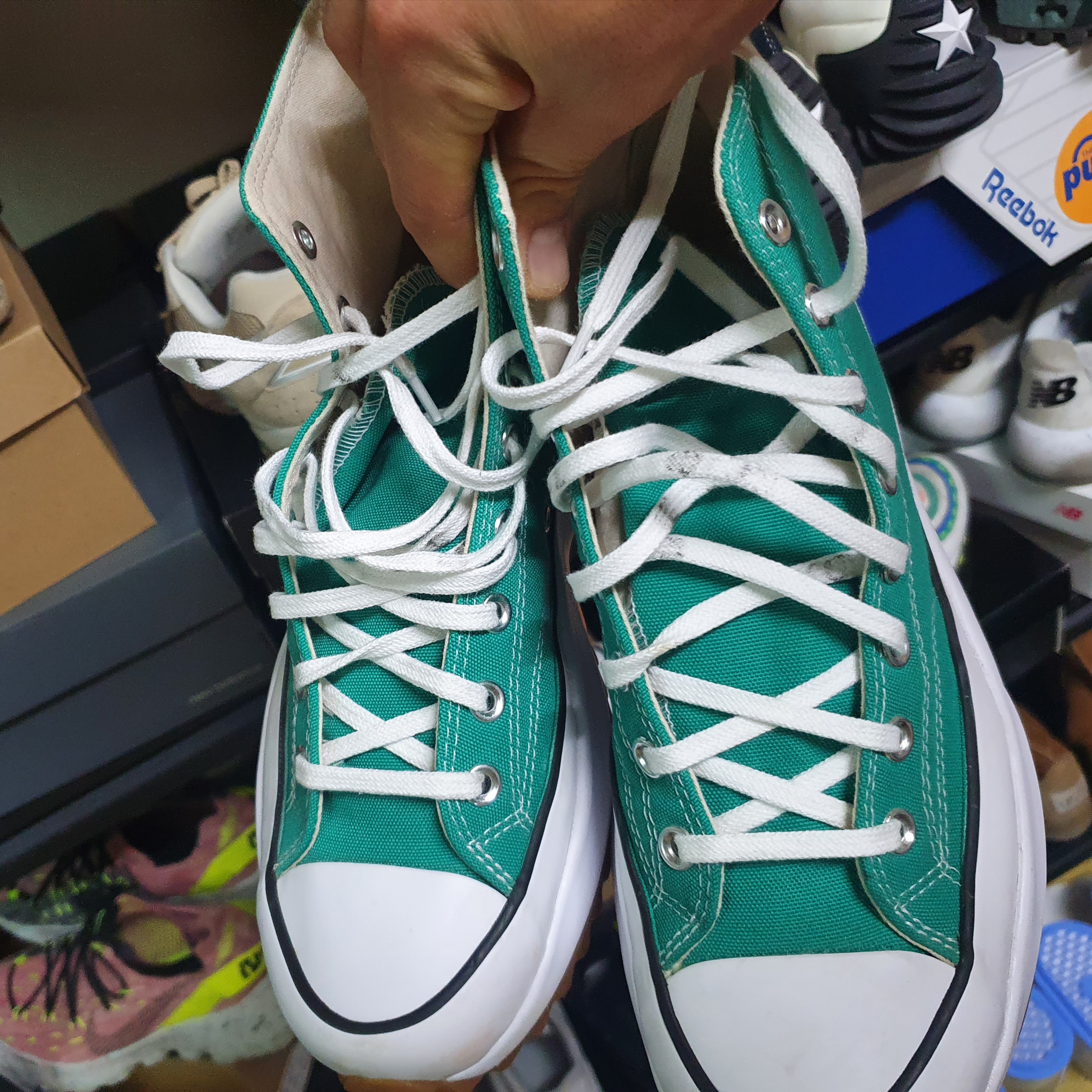 Converse Run Star Hike Hi Court Green 착용 스타일 - 2