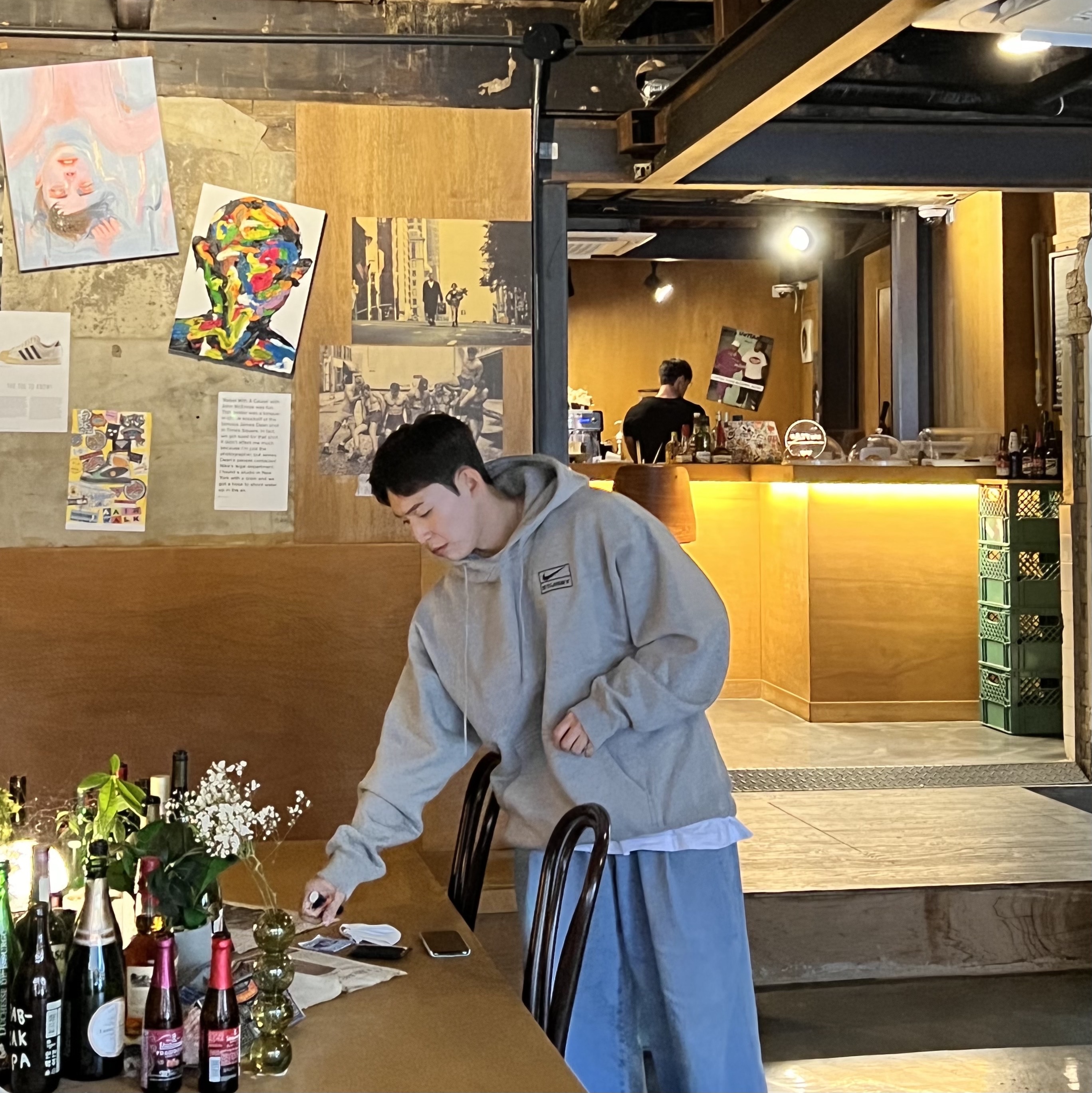 Nike x Stussy NRG RA Pullover Hoodie Dark Grey Heather (DJ9488-063) 착용 스타일 - 2