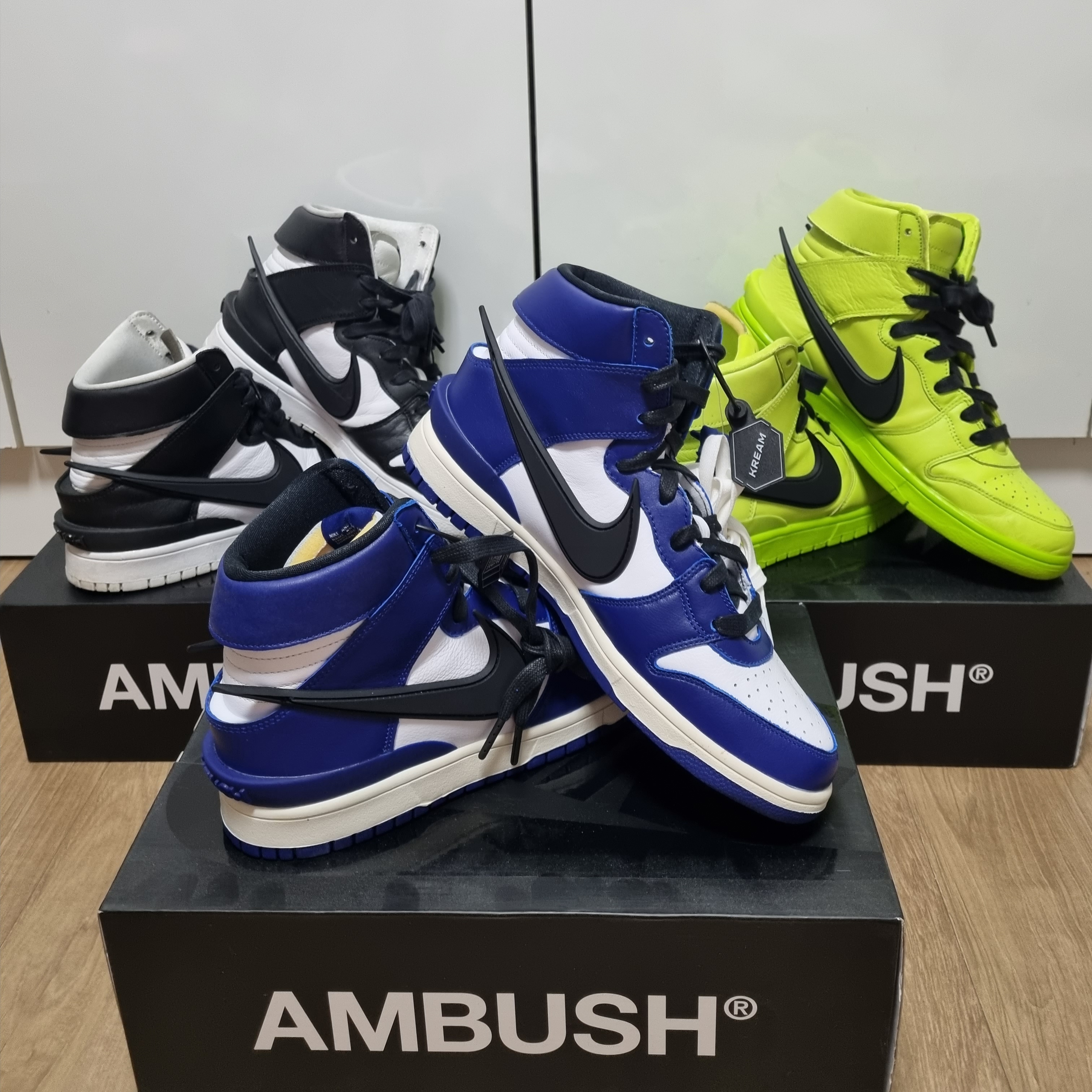 Nike x Ambush Dunk High Deep Royal Blue, Nike x Ambush Dunk High Flash Lime 착용 스타일