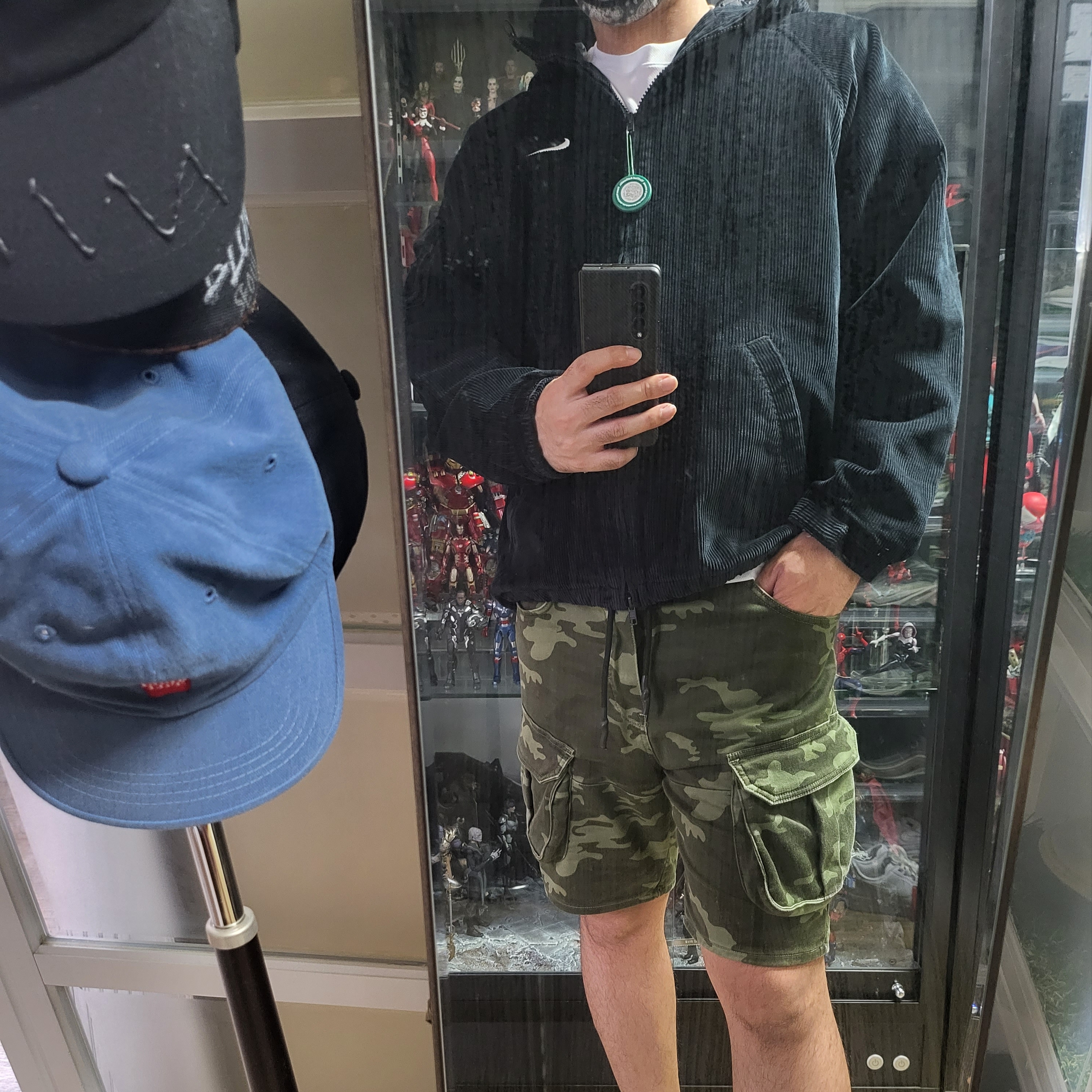 Supreme x Nike Arc Corduroy Hooded Jacket Black - 22SS 착용 스타일 - 2