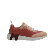 (W) Hermes Bouncing Sneakers Parachute Fabric Suede Goatskin & Rose