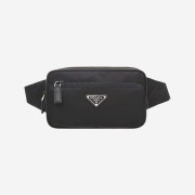 Prada Nylon Triangle Logo Belt Bag Black