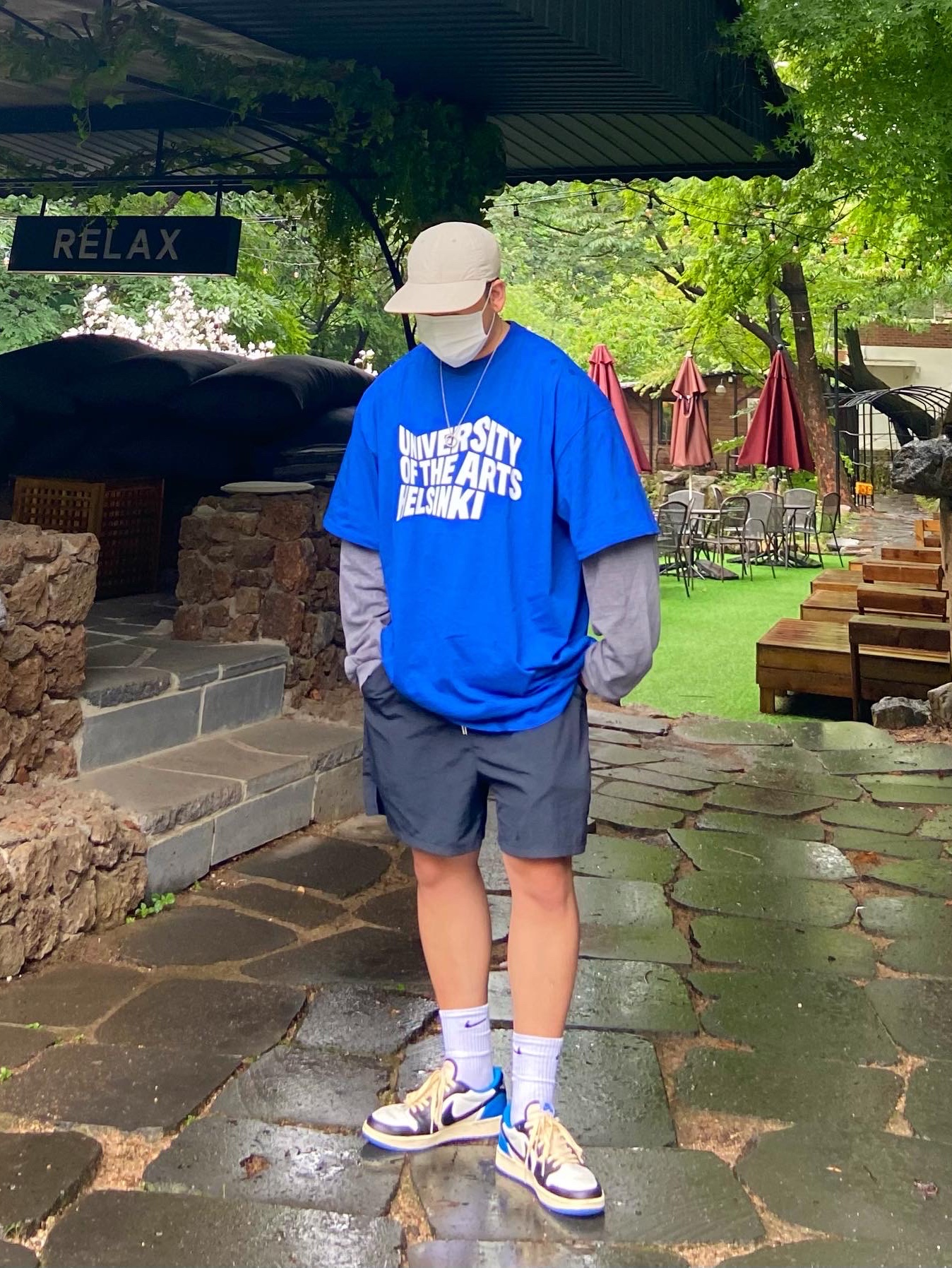 Jordan 1 x Travis Scott x Fragment Retro Low OG SP Military Blue 착용 스타일
