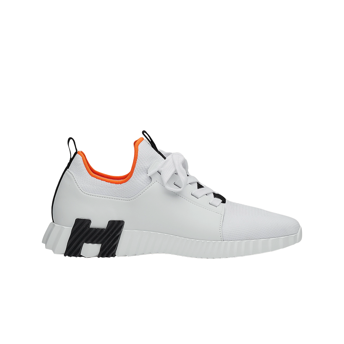 H212918ZH90 Hermes Depart Sneakers Knit Calfskin & Blanc