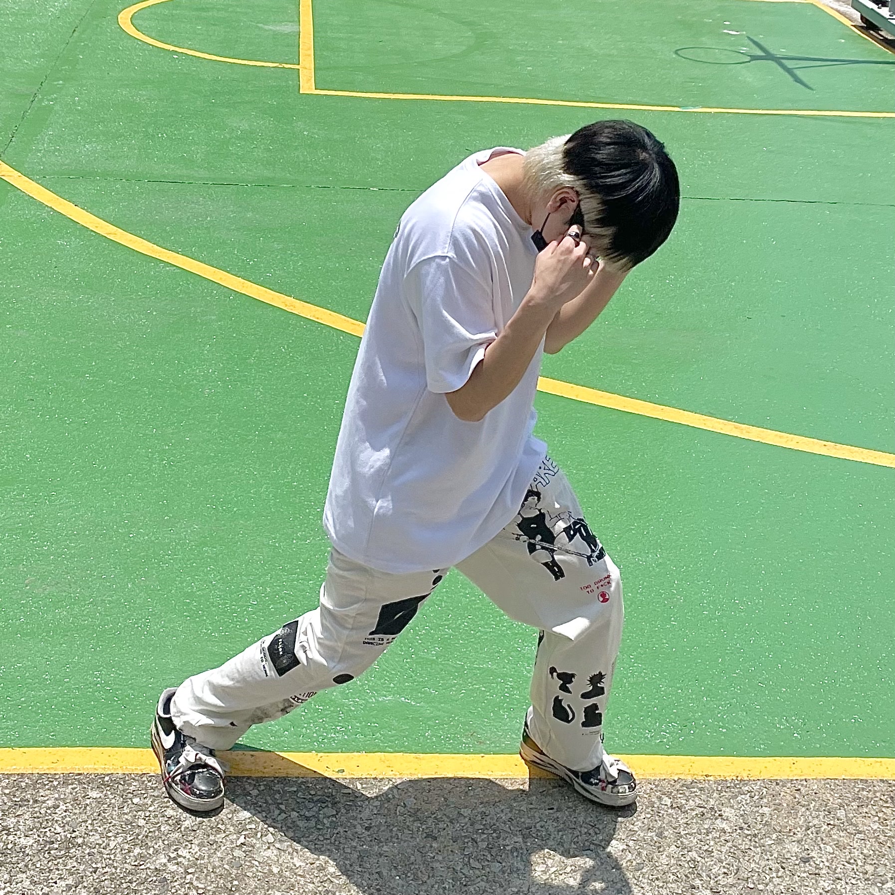 IAB Studio T-Shirt White Light Green, Nike x Peaceminusone Air Force 1 Low Para-Noise 착용 스타일 - 5
