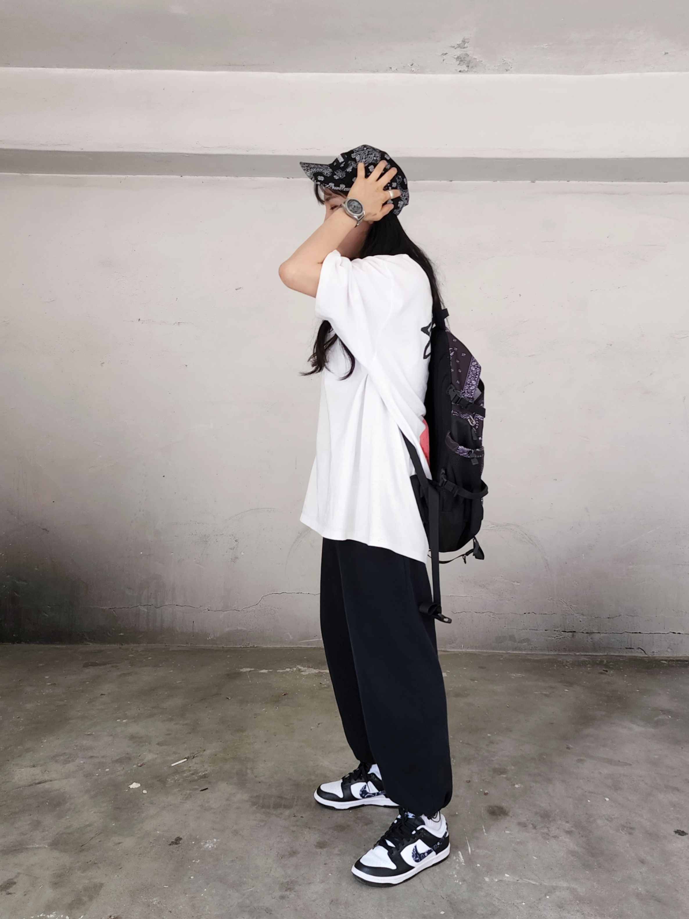 Supreme Bandana Camp Cap Black - 21SS, (W) Nike Dunk Low Essential Black Paisley 착용 스타일 - 2