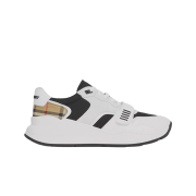 Burberry Suede and Vintage Check Cotton Sneakers Black White