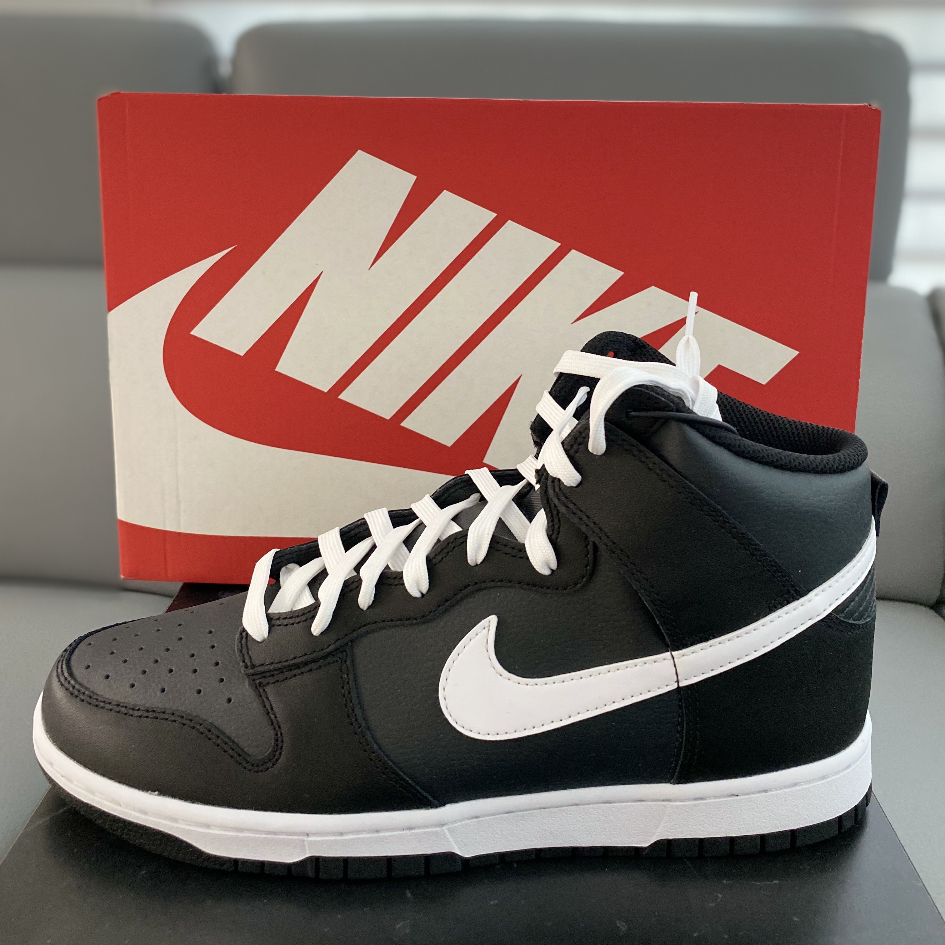 Nike Dunk High Retro Anthracite White Black 착용 스타일