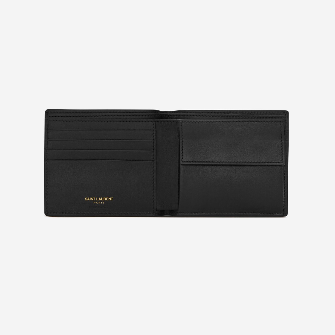 Saint Laurent Tiny Cassandre East/West Wallet with Coin Purse in Shiny Leather Black 상세 이미지 2