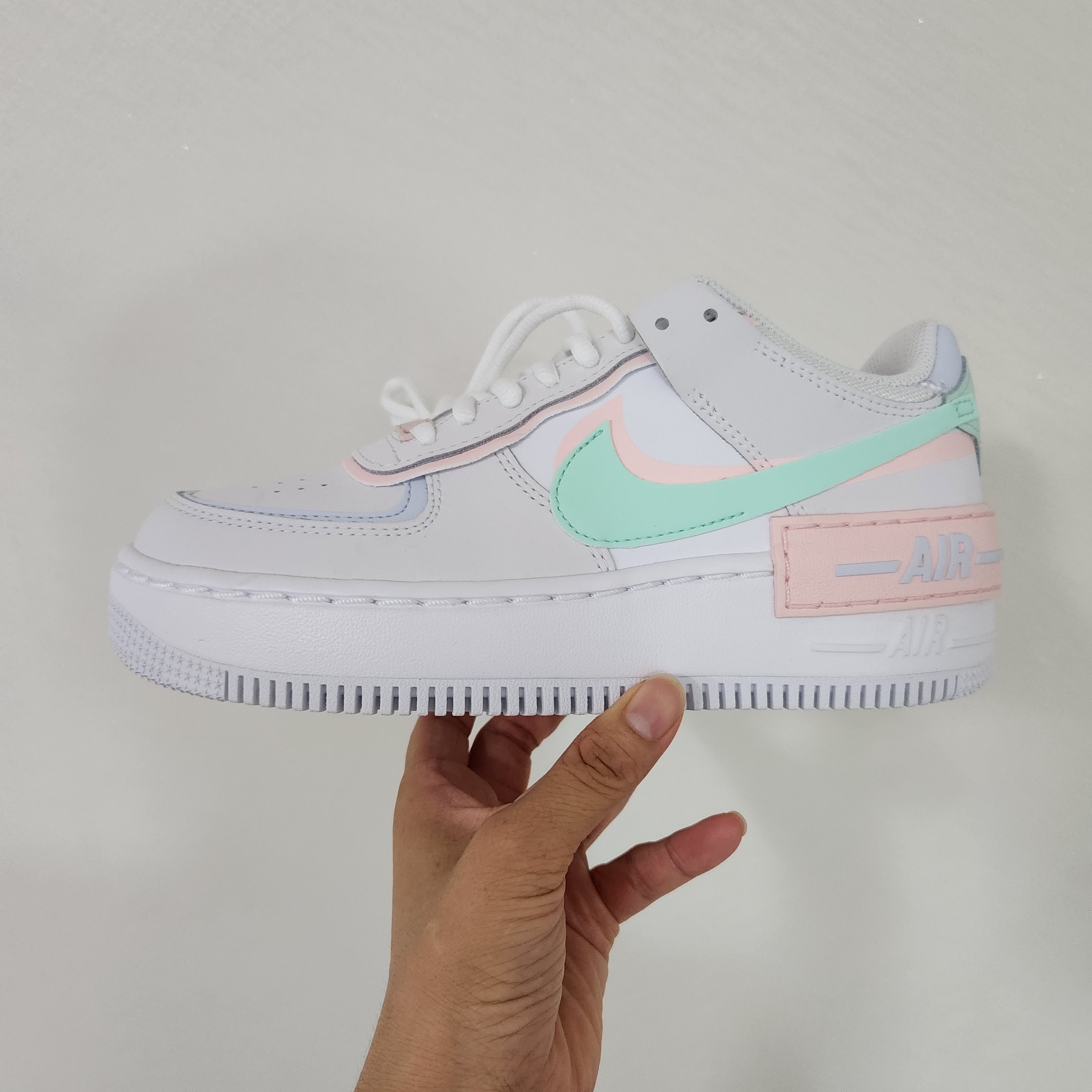 (W) Nike Air Force 1 Shadow White Atmosphere Mint 착용 스타일