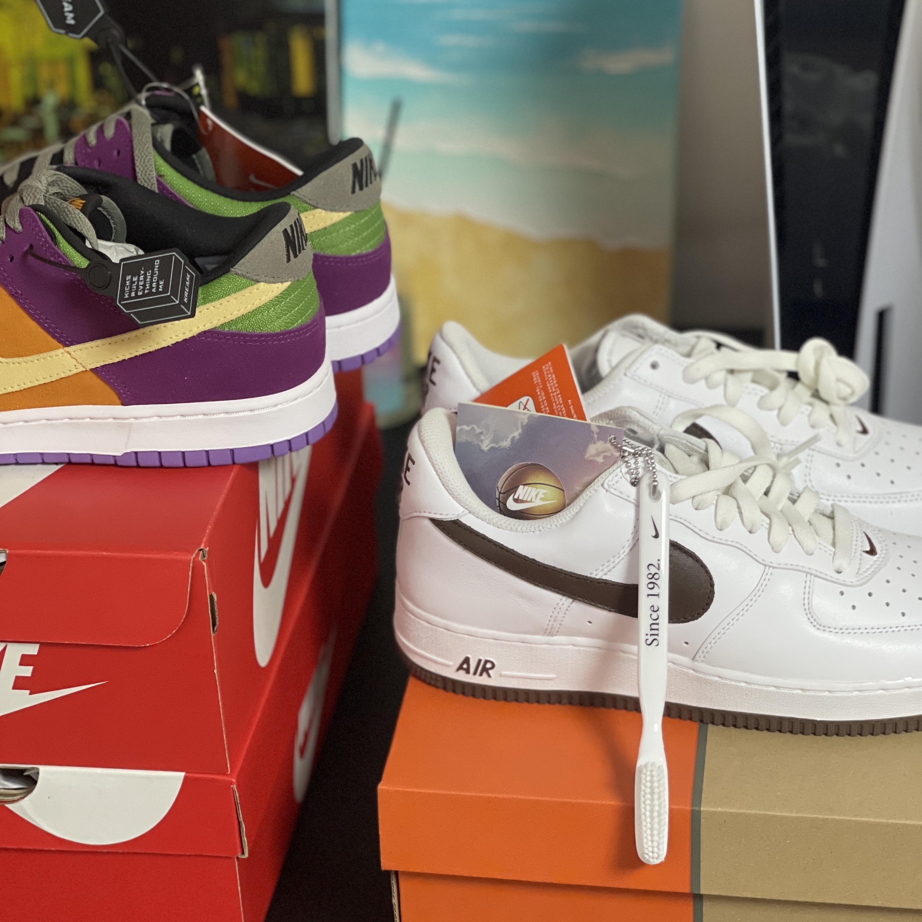 Nike Air Force 1 Low Retro Color of the Month Chocolate, Nike Dunk Low SP Retro Viotech 2019 착용 스타일 - 2