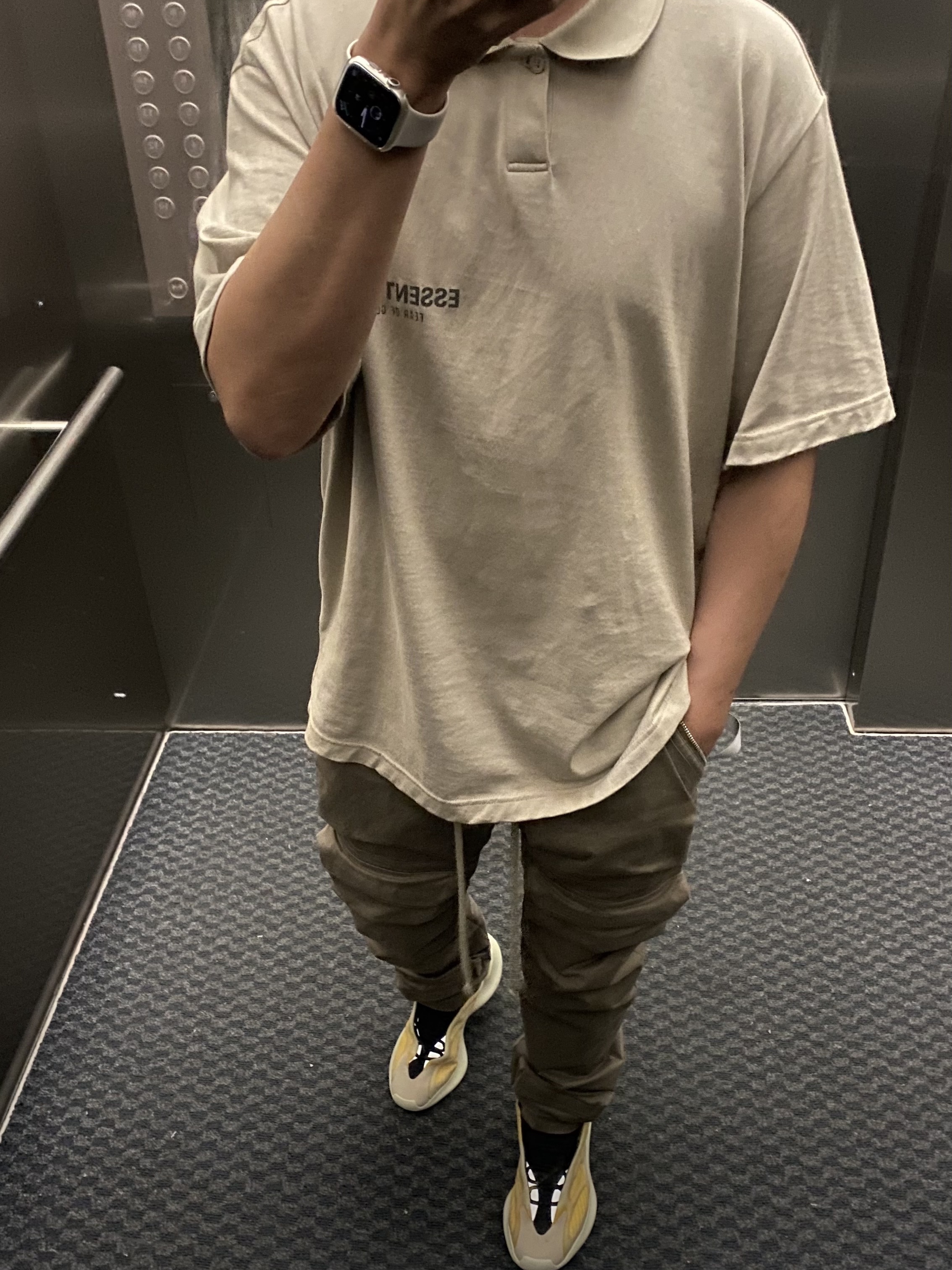 Essentials Short Sleeve Boxy Polo Tan - 20SS, Adidas Yeezy 700 V3 Mono Safflower 착용 스타일