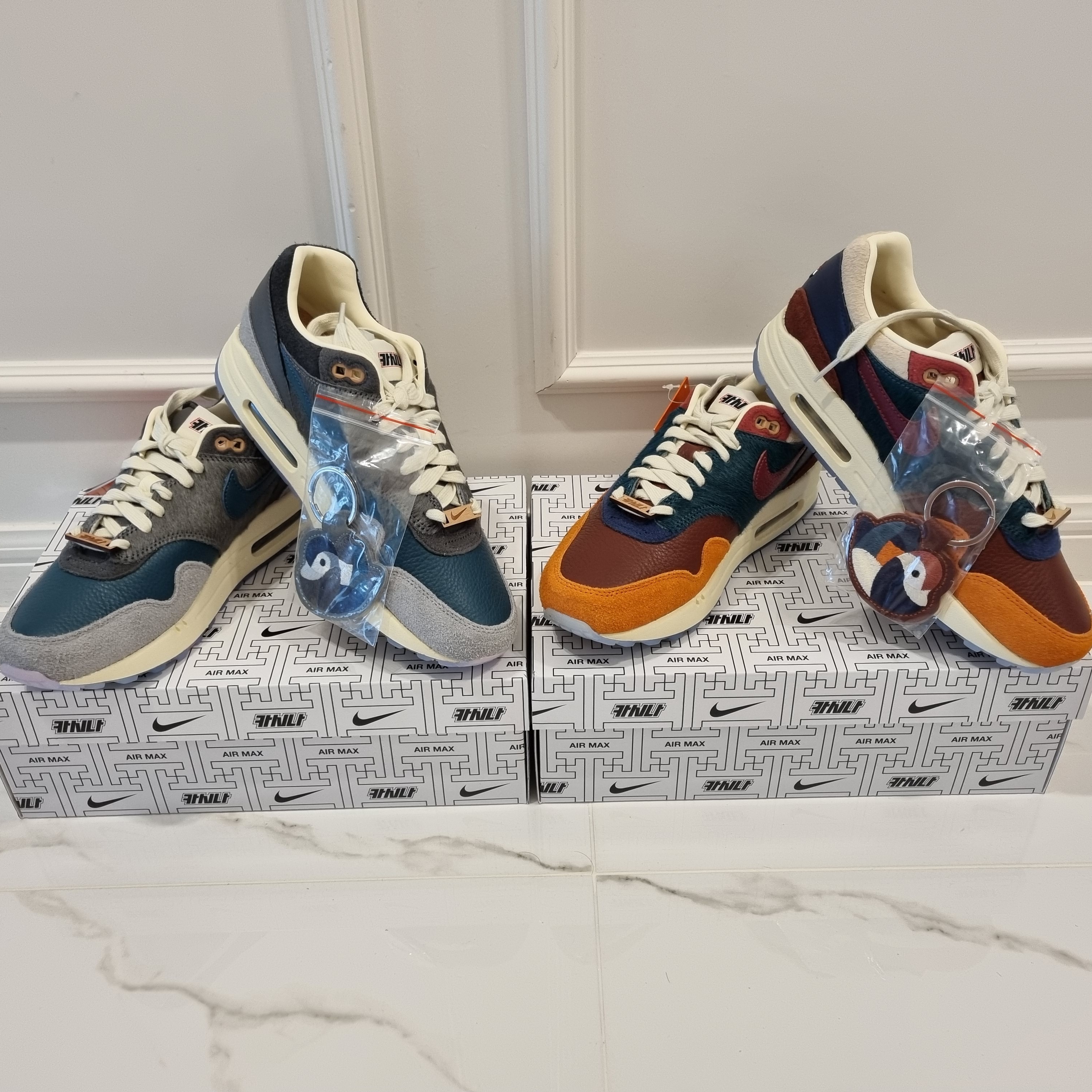 Nike x Kasina Air Max 1 SP Won-Ang Particle Grey, Nike x Kasina Air Max 1 SP Won-Ang Orange 착용 스타일 - 1