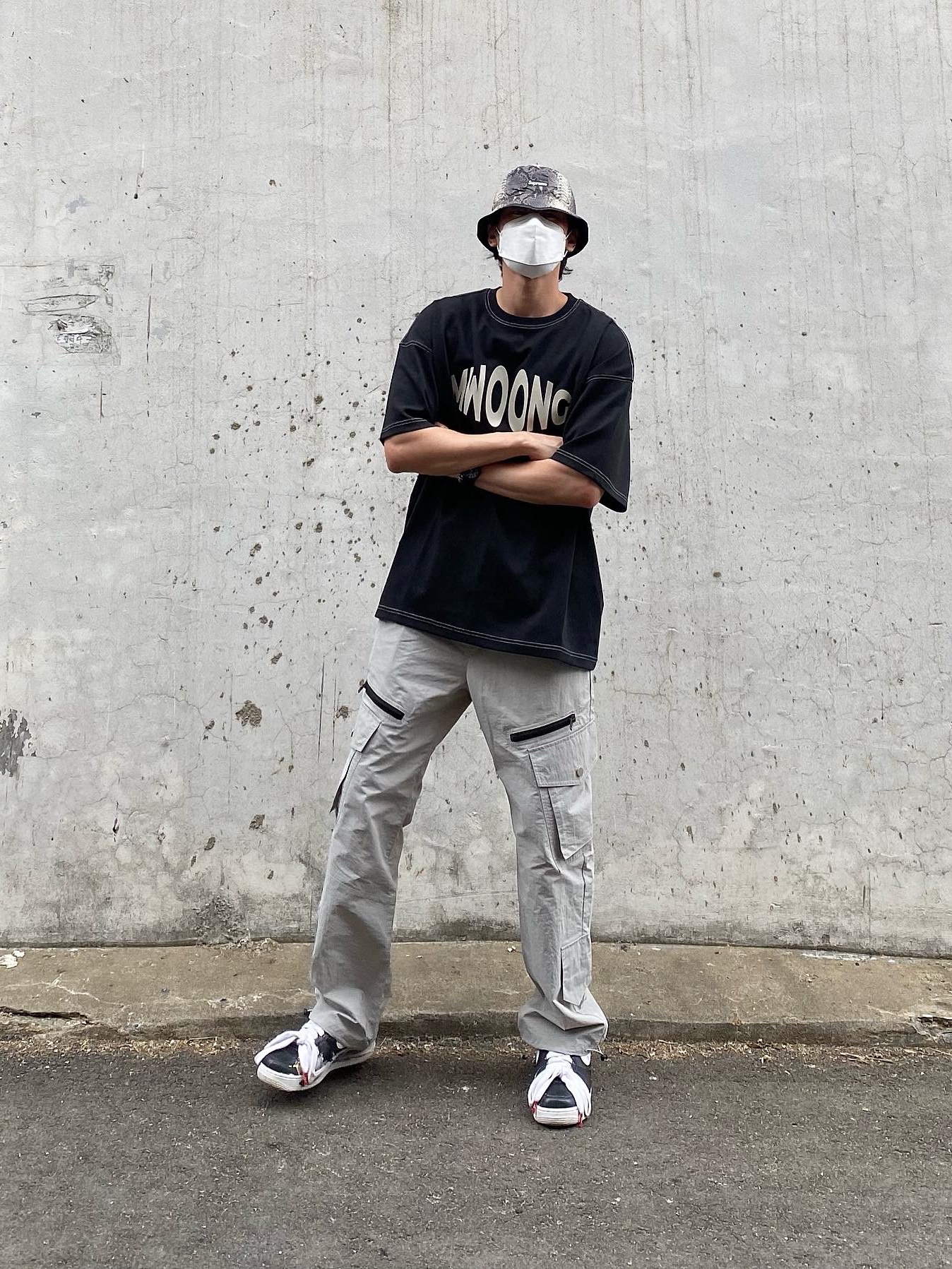 Nike x Peaceminusone Air Force 1 Low Para-Noise, Supreme x The North Face Snakeskin Packable Reversible Crusher Black - 18SS 착용 스타일 - 3