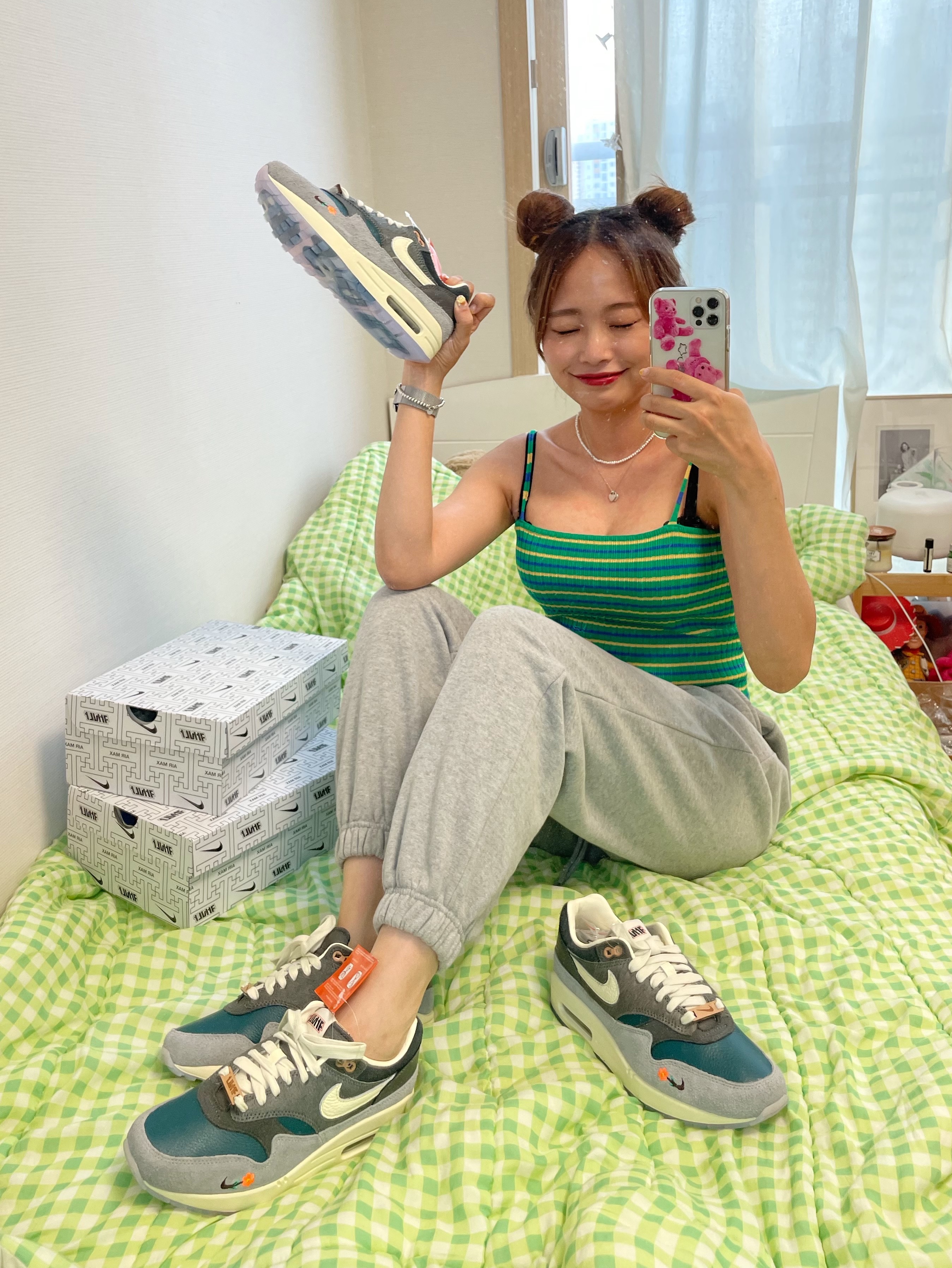 Nike x Kasina Air Max 1 SP Won-Ang Particle Grey 착용 스타일 - 3
