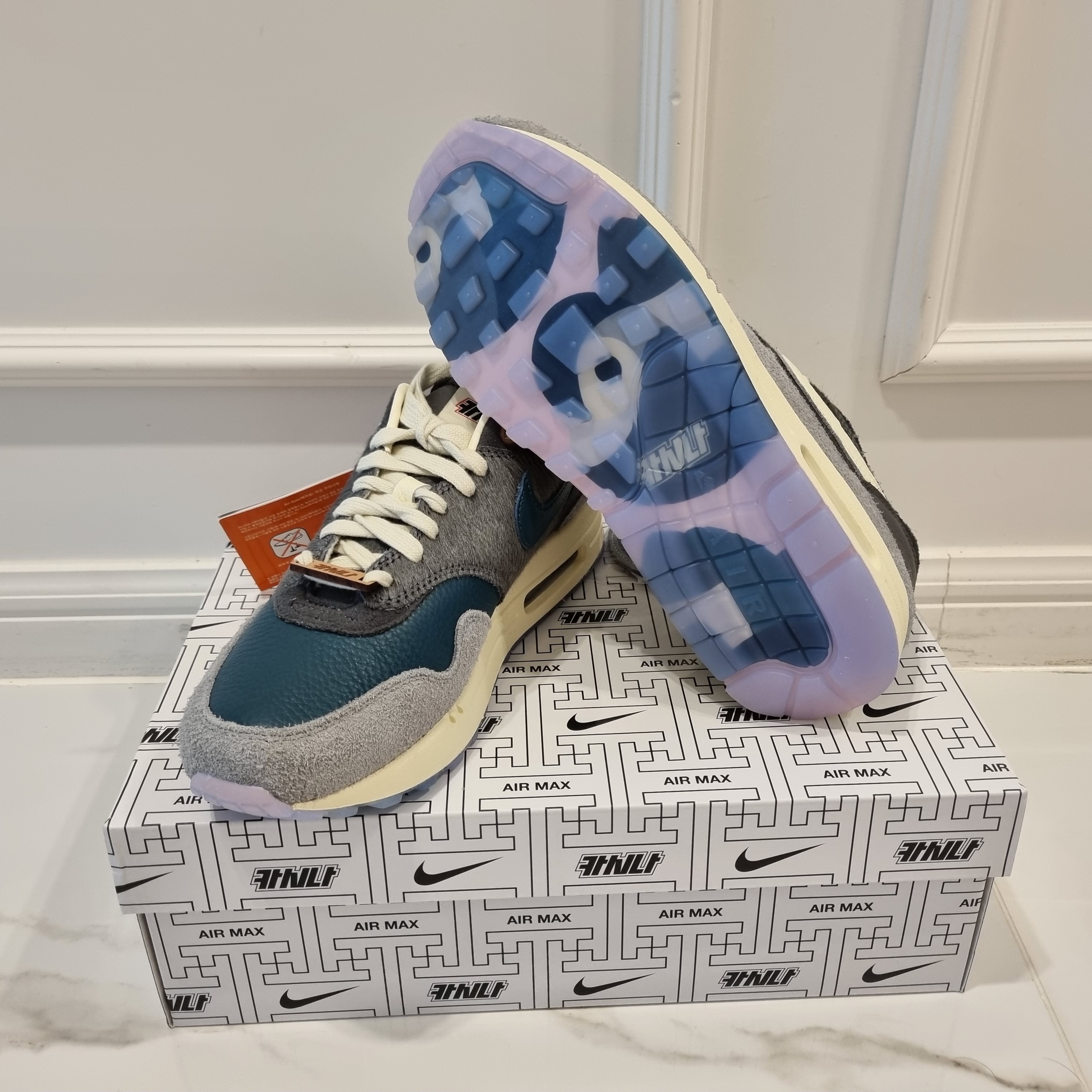 Nike x Kasina Air Max 1 SP Won-Ang Particle Grey, Nike x Kasina Air Max 1 SP Won-Ang Orange 착용 스타일 - 4