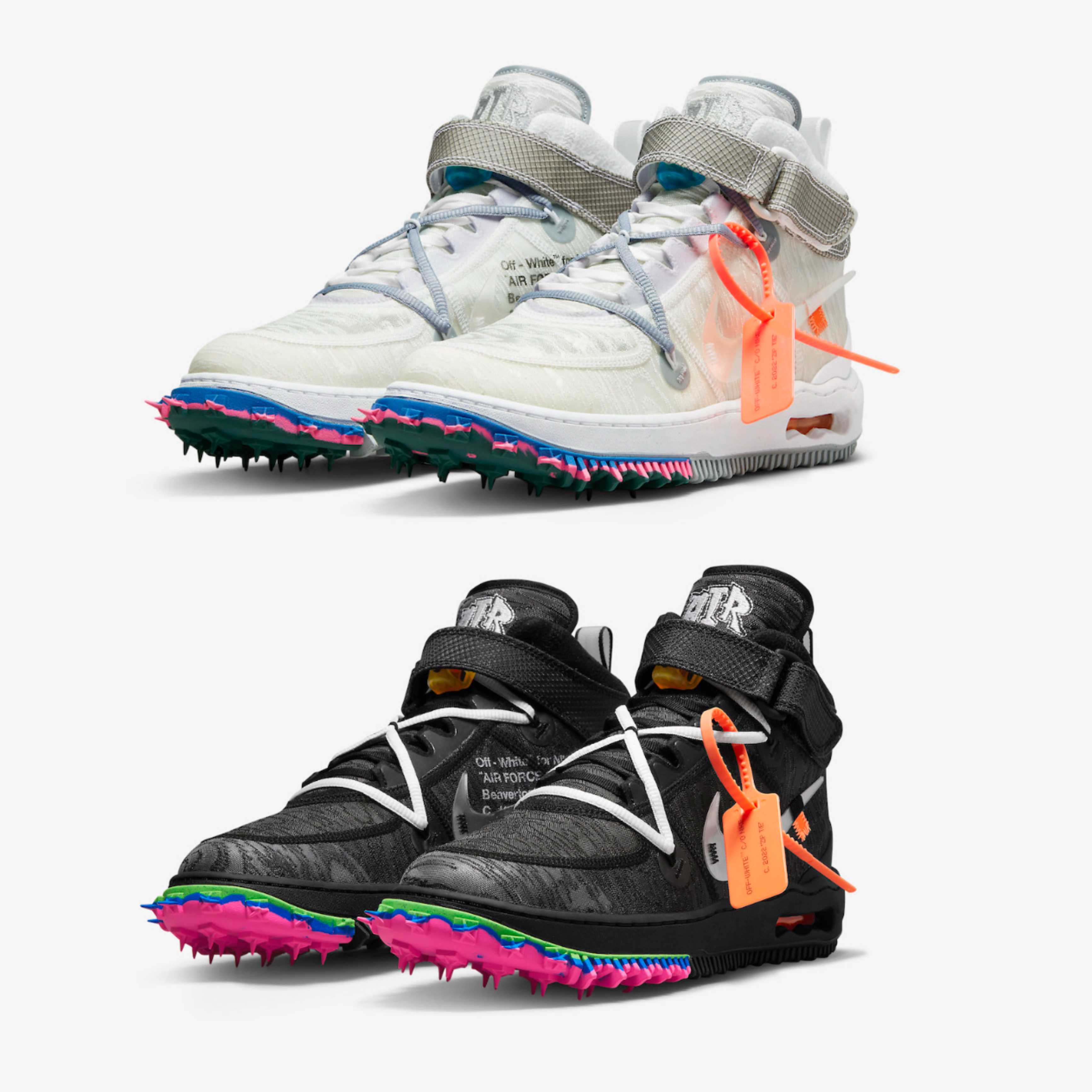 Nike x Off-White Air Force 1 Mid SP White, Nike x Off-White Air Force 1 Mid SP Black 착용 스타일 - 2