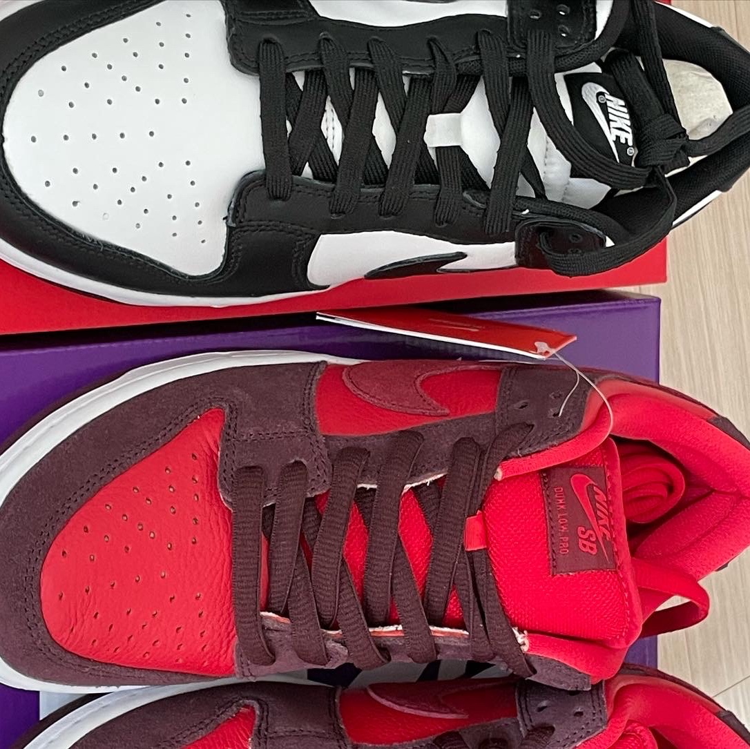 Nike Dunk Low Retro Black, Nike SB Dunk Low Pro Cherry 착용 스타일 - 1