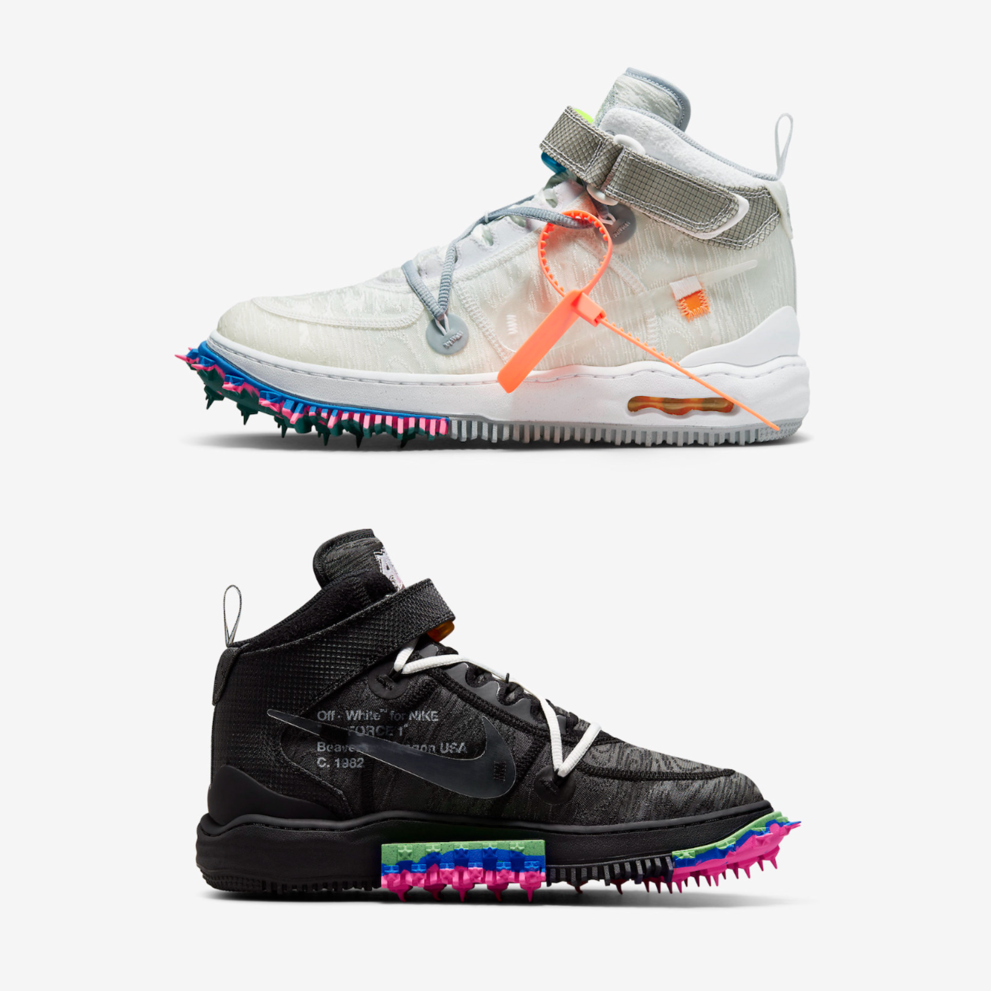 Nike x Off-White Air Force 1 Mid SP White, Nike x Off-White Air Force 1 Mid SP Black 착용 스타일 - 4