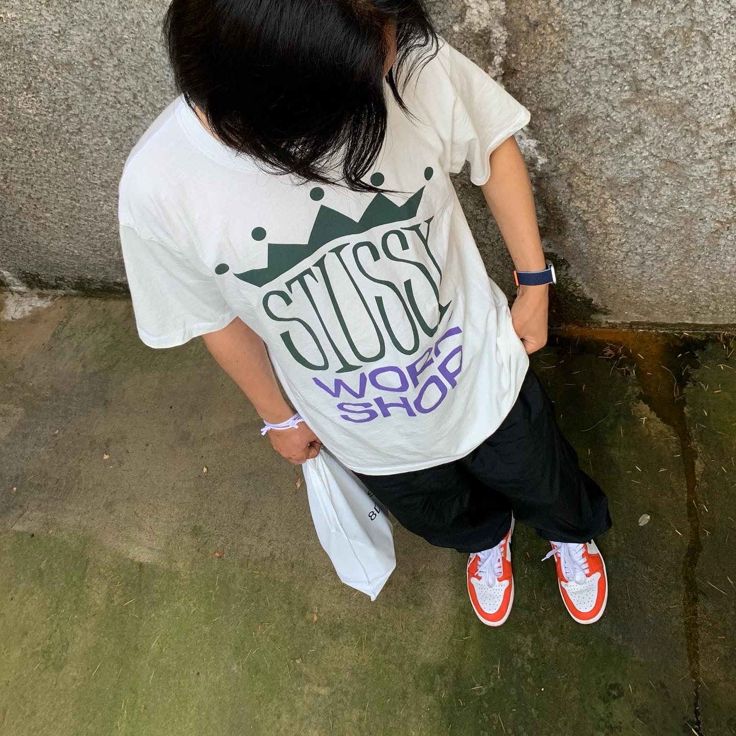 Stussy x Our Legacy King Size Pigment Dyed T-Shirt Natural, Jordan 1 Low OG Starfish 착용 스타일 - 2