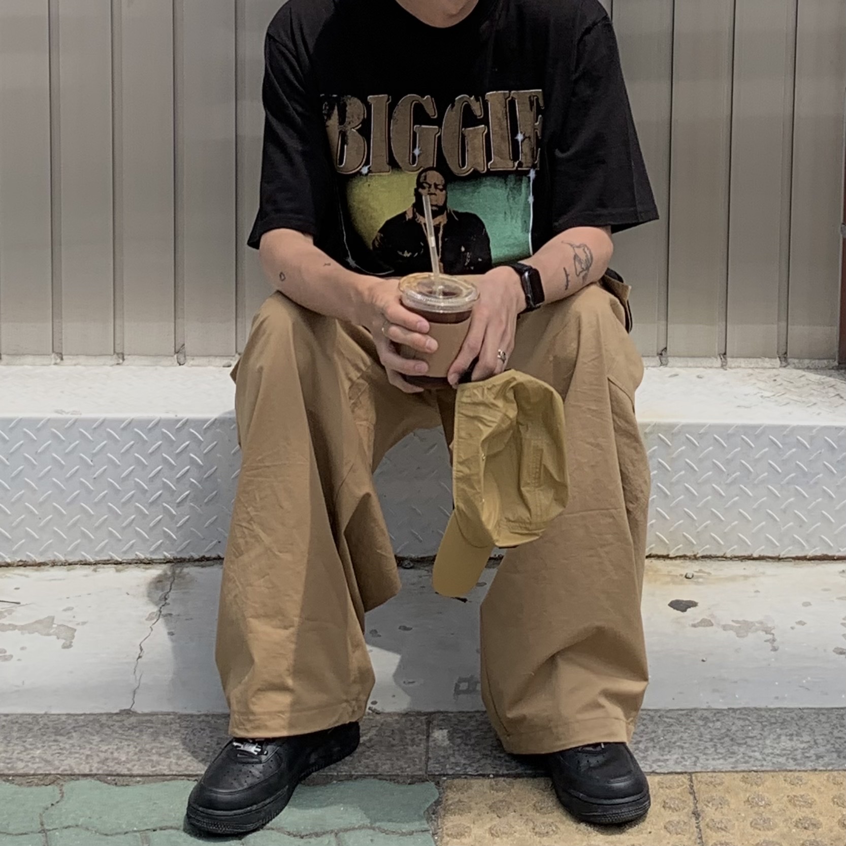 Nike x Supreme Air Force 1 Low Black 착용 스타일 - 1