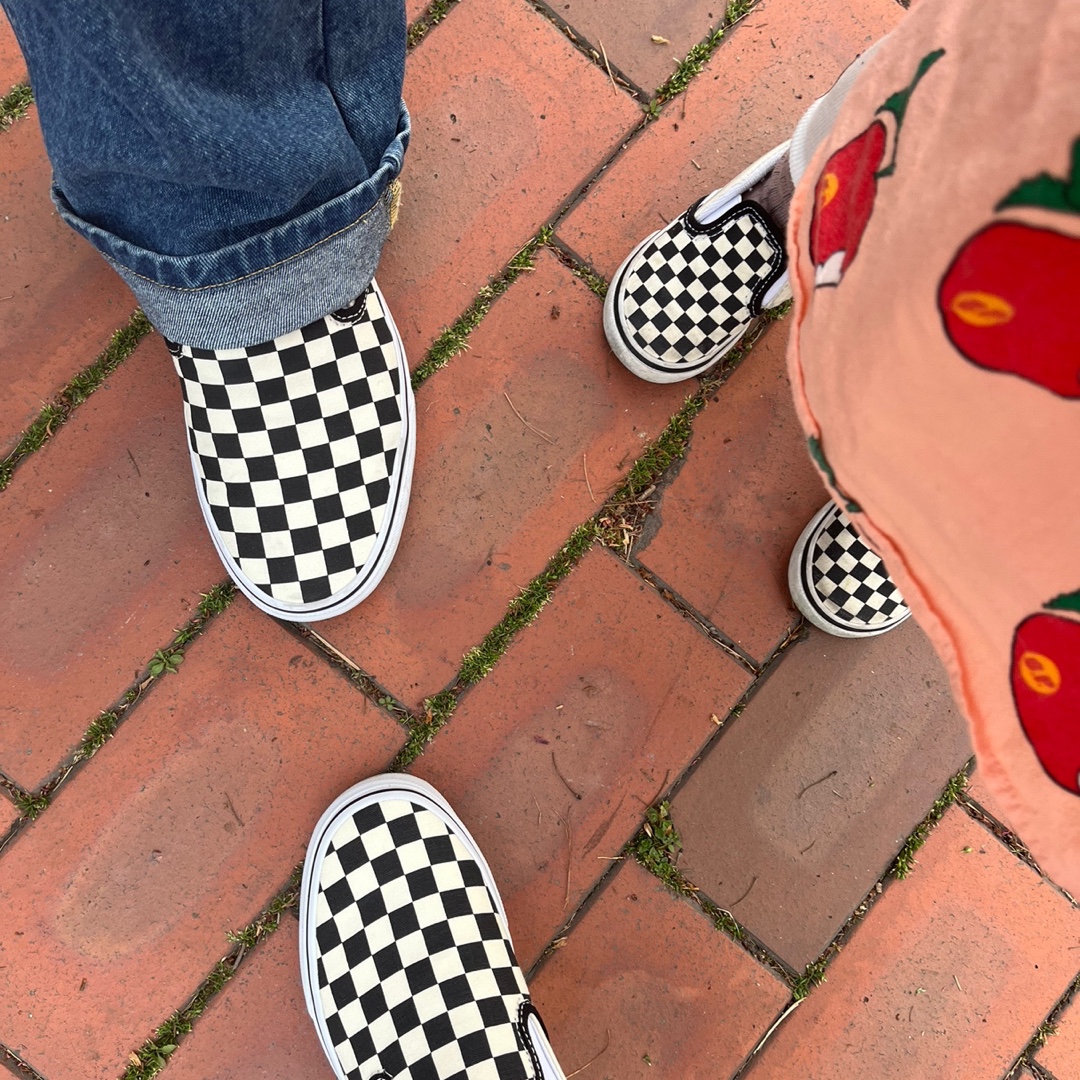 Vans Classic Slip-On Platform Checkerboard 착용 스타일