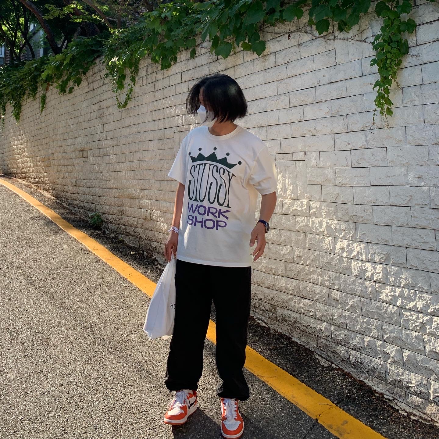 Stussy x Our Legacy King Size Pigment Dyed T-Shirt Natural, Jordan 1 Low OG Starfish 착용 스타일 - 4