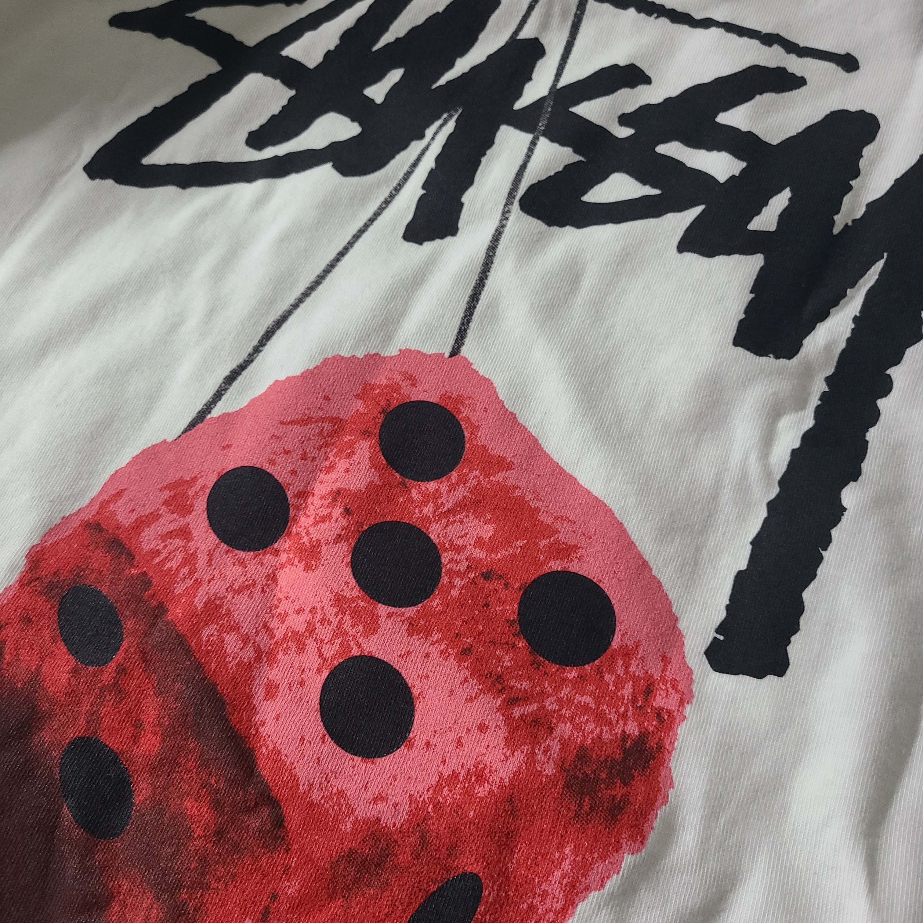 Stussy Fuzzy Dice T-Shirt White 착용 스타일