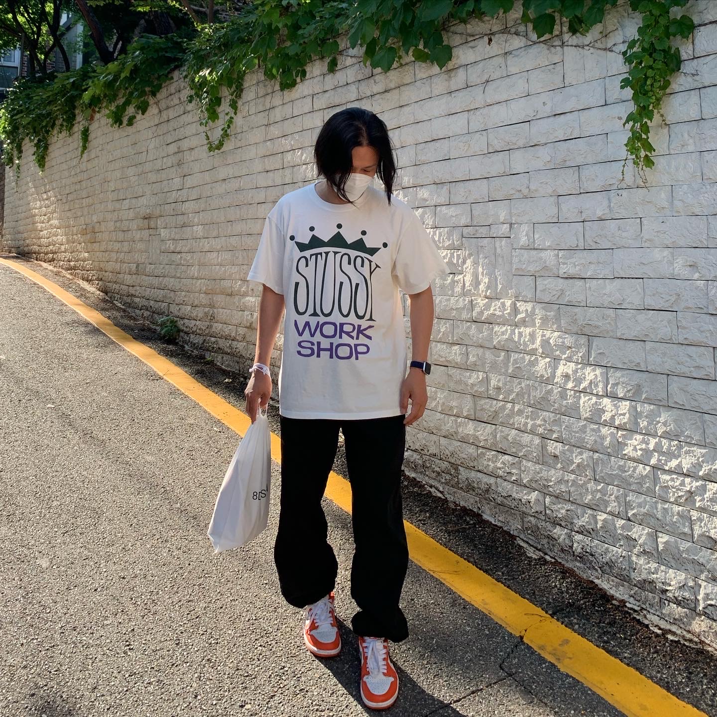 Stussy x Our Legacy King Size Pigment Dyed T-Shirt Natural, Jordan 1 Low OG Starfish 착용 스타일 - 3