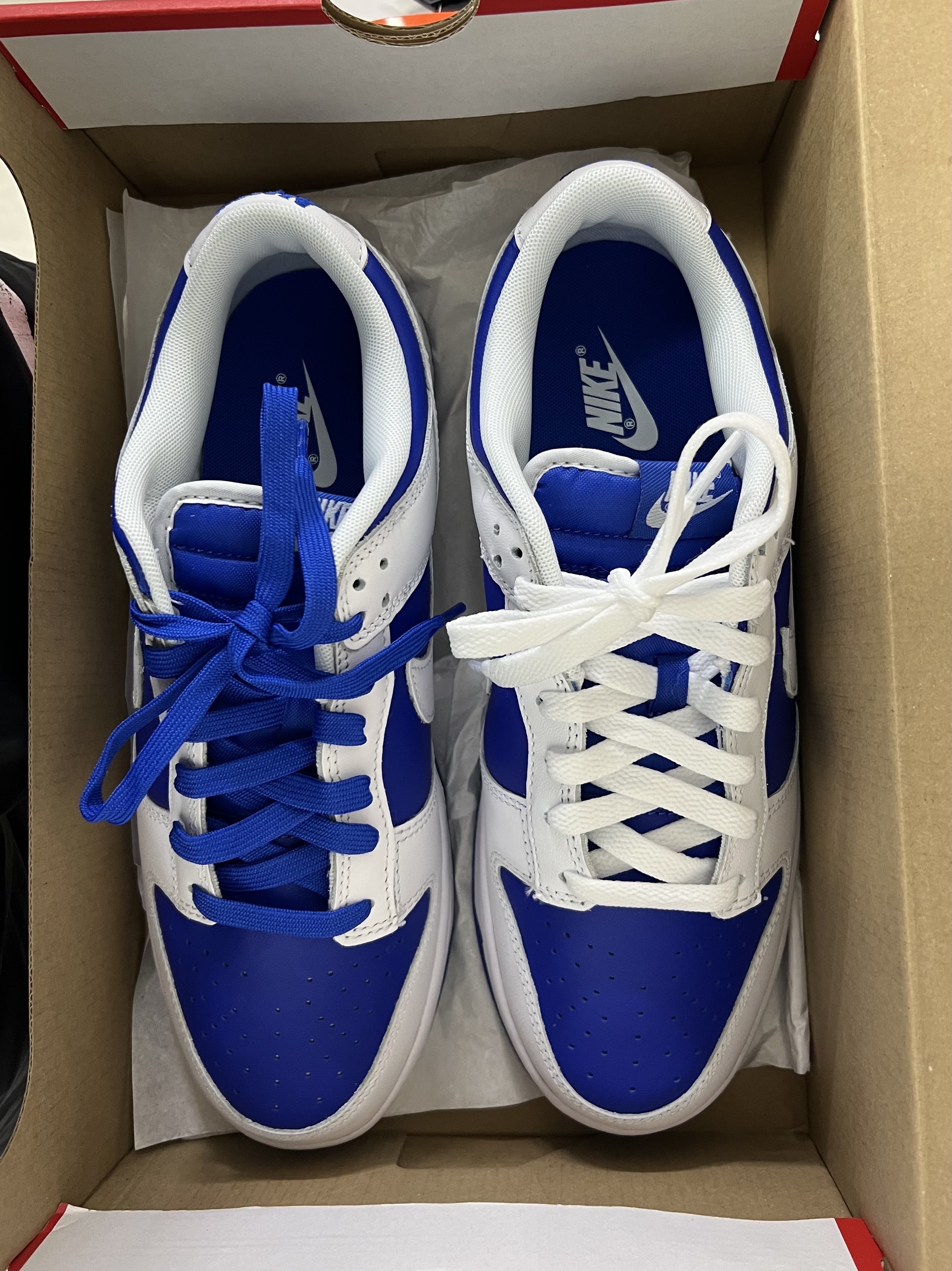 Nike Dunk Low Retro Racer Blue and White, Nike Daybreak SP Black Metallic Silver 착용 스타일 - 4