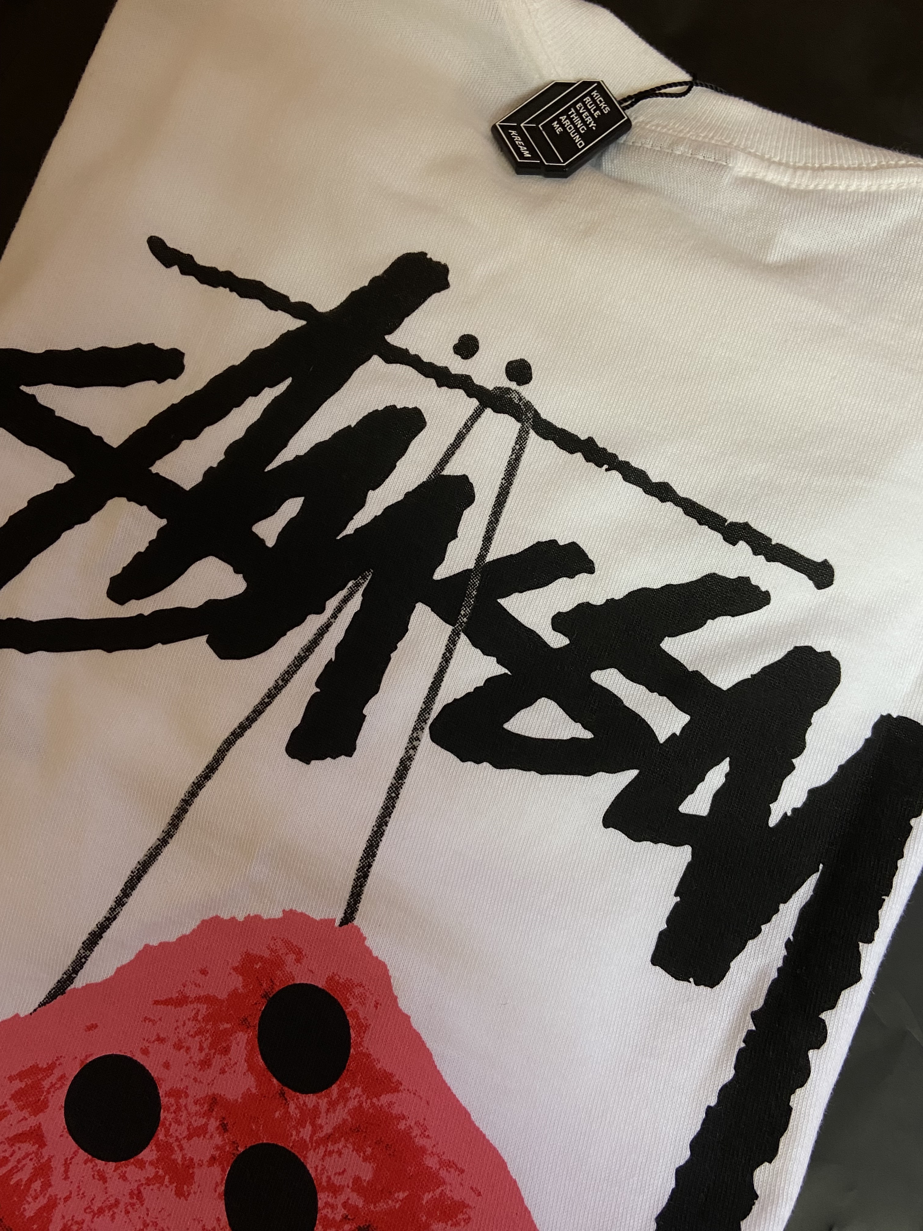 Stussy Fuzzy Dice T-Shirt White 착용 스타일