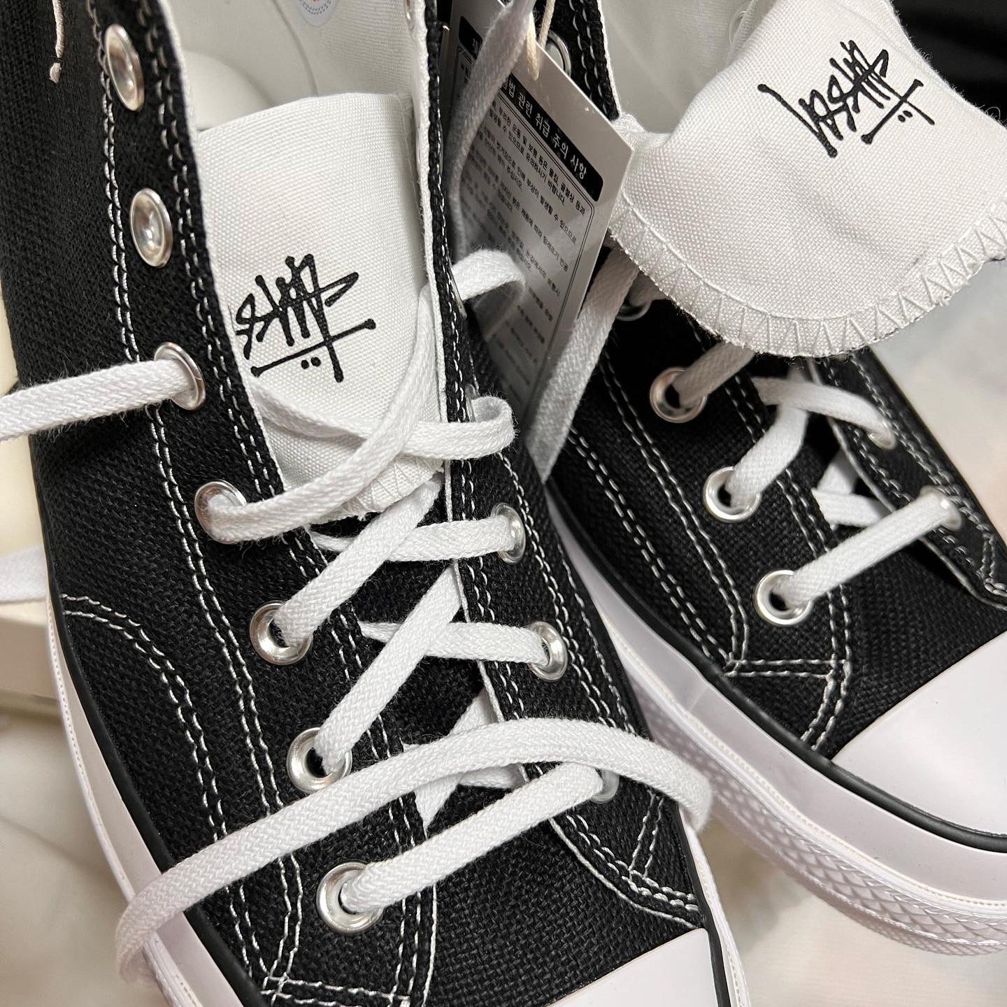 Converse x Stussy Chuck 70 High Black 착용 스타일