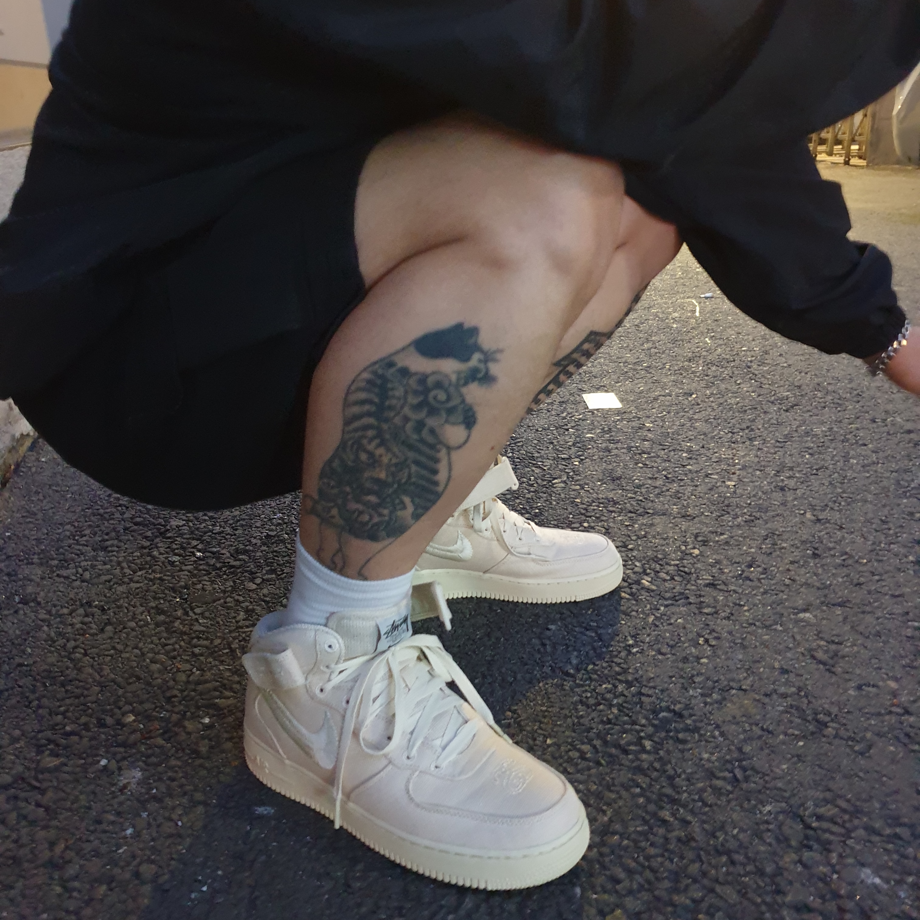 Nike x Stussy Air Force 1 '07 Mid SP Fossil 착용 스타일