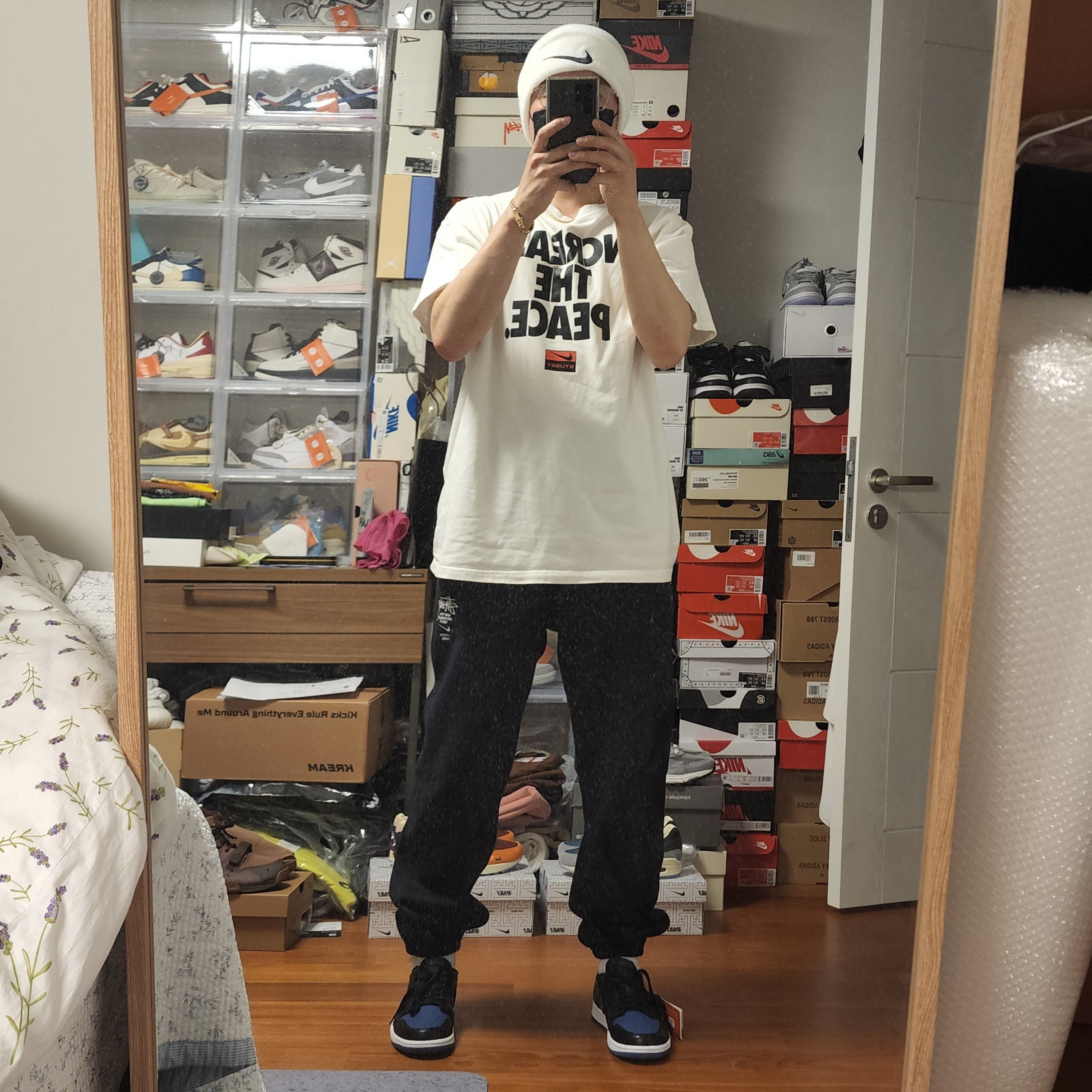 Nike x Stussy Increase The Peace T-Shirt - US/EU, Nike x Stussy NRG ZR Fleece Pants Black - US/EU 착용 스타일 - 2