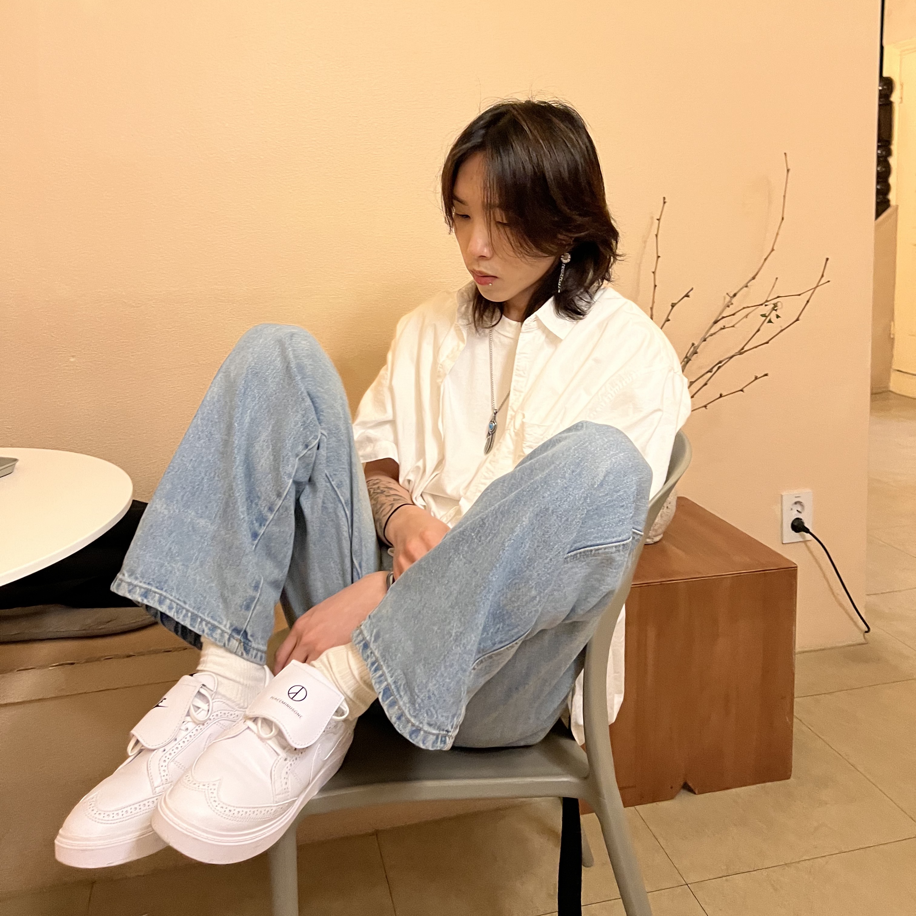 Nike x Peaceminusone Kwondo1 White 착용 스타일