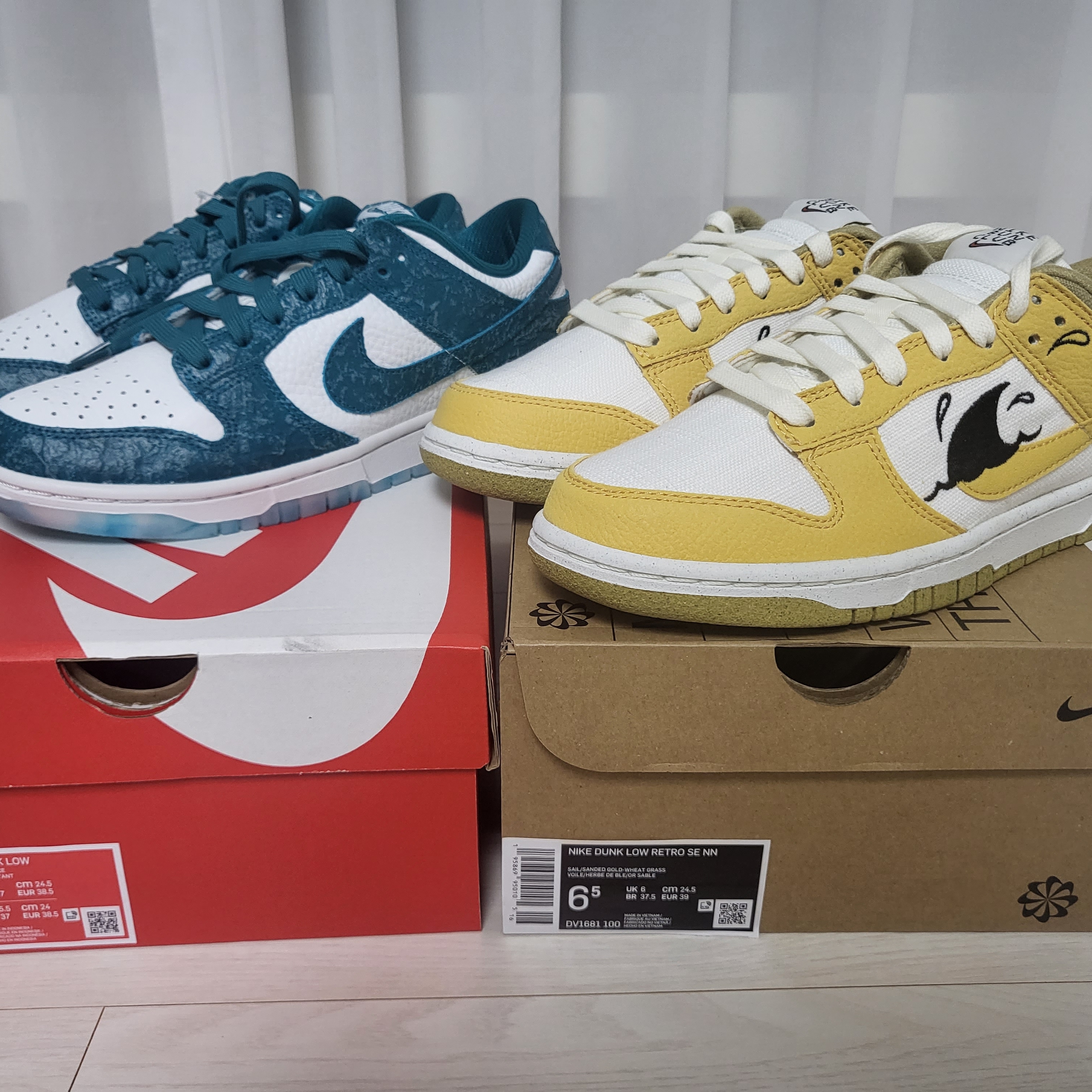 (W) Nike Dunk Low Ocean, Nike Dunk Low Retro SE Next Nature Nike Sun Club 착용 스타일 - 1