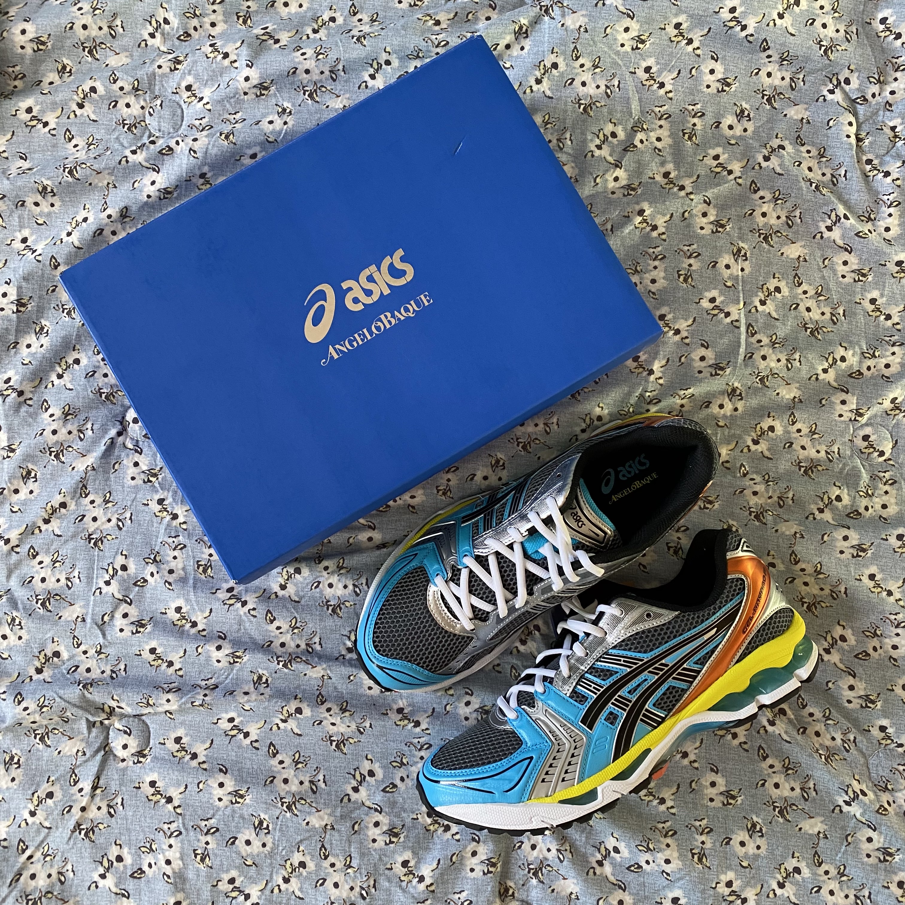 Asics x Angelo Baque Gel-Kayano 14 Blue Multi 착용 스타일