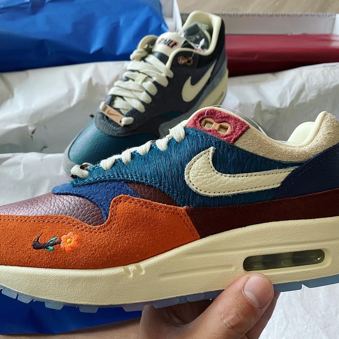 Nike x Kasina Air Max 1 SP Won-Ang Orange, Nike x Kasina Air Max 1 SP Won-Ang Particle Grey 착용 스타일 - 2