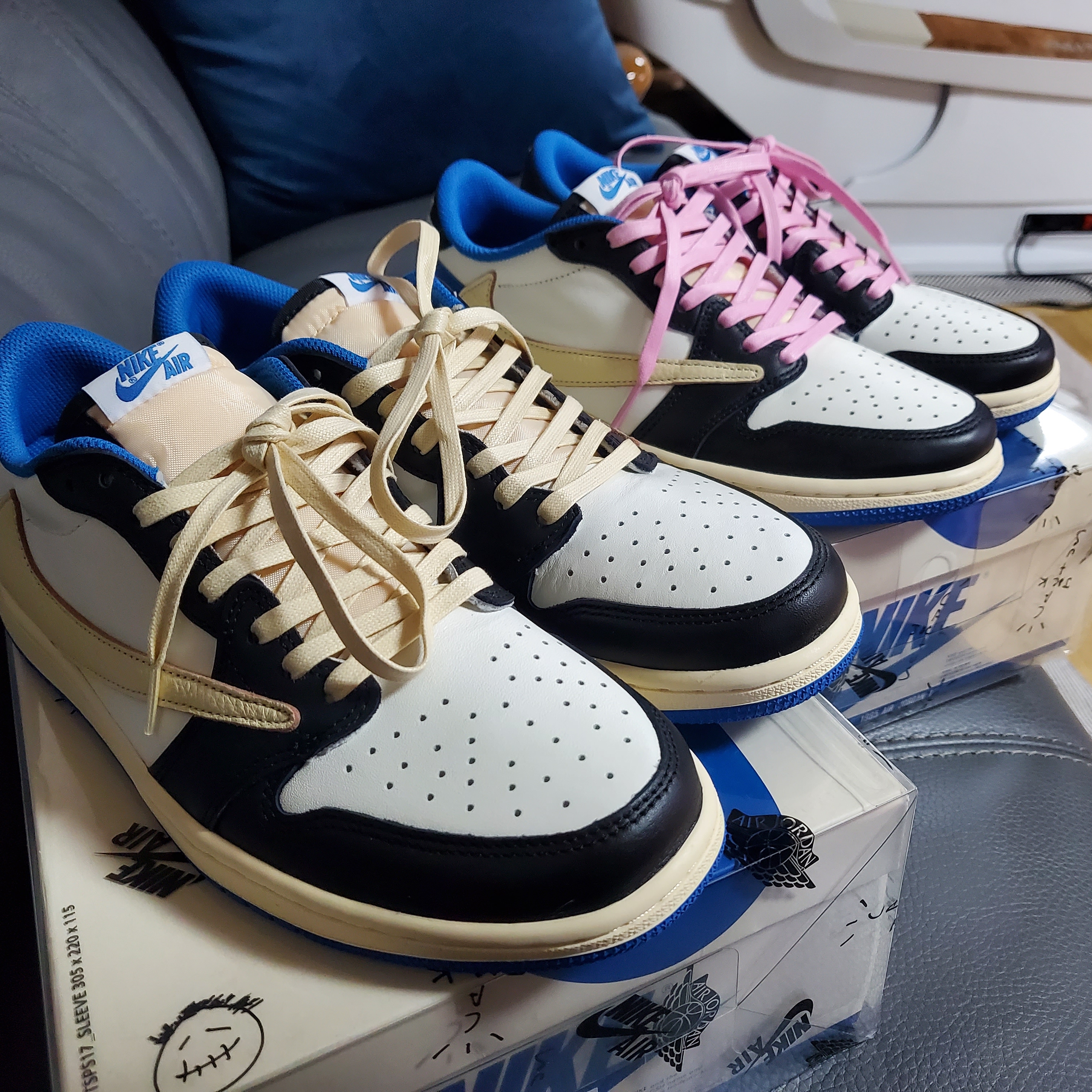 Jordan 1 x Travis Scott x Fragment Retro Low OG SP Military Blue 착용 스타일