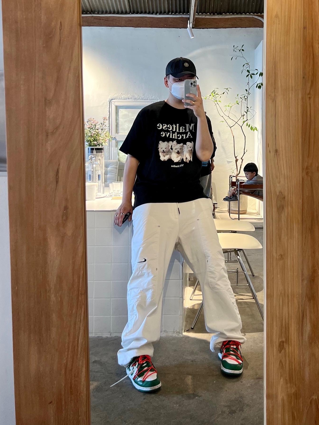 Nike x Off-White NRG Pants White, Nike x Off-White Dunk Low Pine Green 착용 스타일 - 4