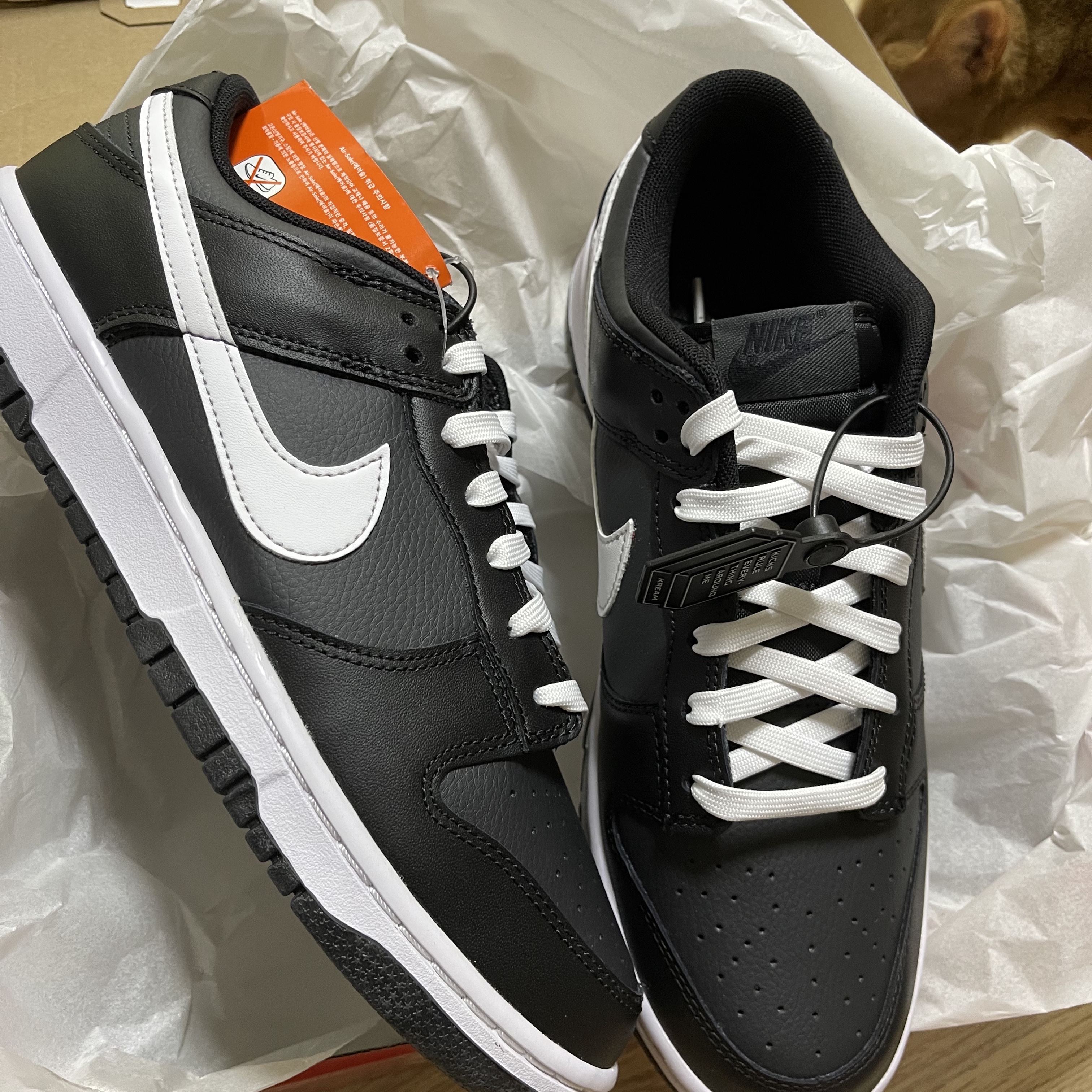 Nike Dunk Low Retro Summit White, Nike Dunk Low Retro Black White 착용 스타일 - 2