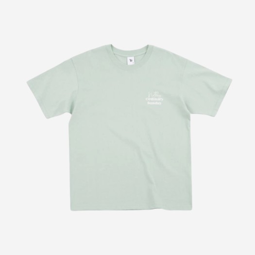 NOS7 화이트 커시브 로고 박스 핏 티셔츠 민트