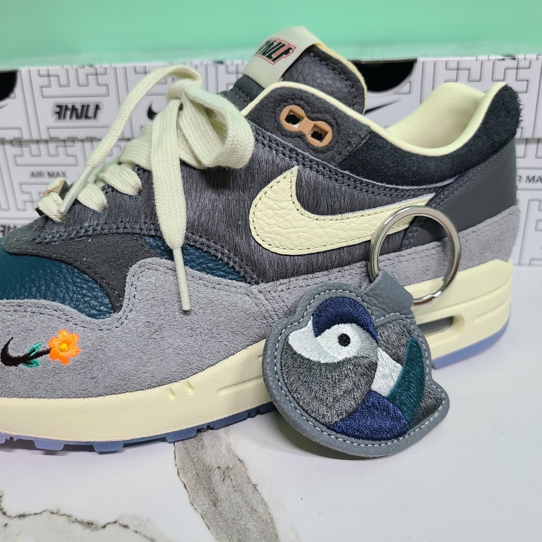 Nike x Kasina Air Max 1 SP Won-Ang Particle Grey, Nike x Kasina Air Max 1 SP Won-Ang Orange 착용 스타일 - 3