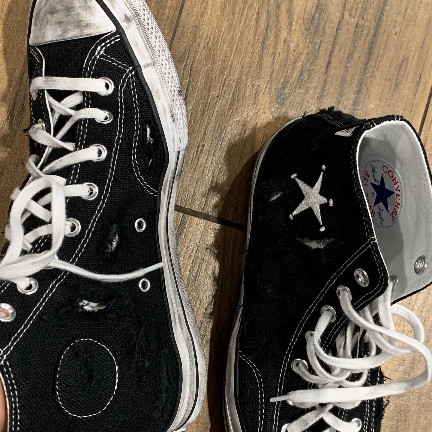 Converse x Stussy Chuck 70 High Black 착용 스타일 - 2