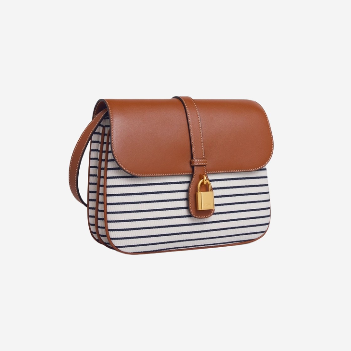 Celine Medium Tabou in Striped Textile and Calfskin Navy Tan 상세 이미지 2