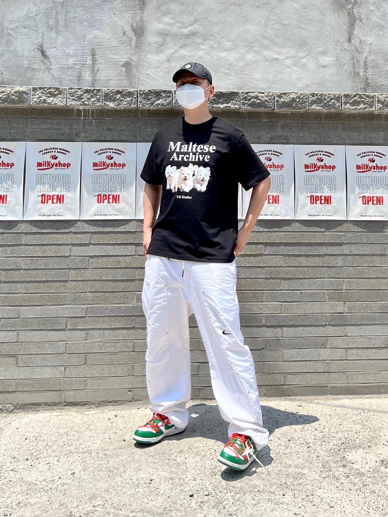 Nike x Off-White NRG Pants White, Nike x Off-White Dunk Low Pine Green 착용 스타일 - 1