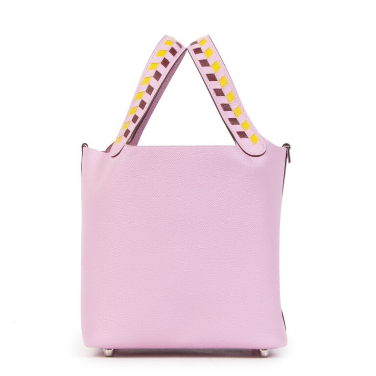Hermes Picotin Lock 22 Bag Tressage Epsom & Palladium Mauve Sylvestre 착용 스타일 - 1